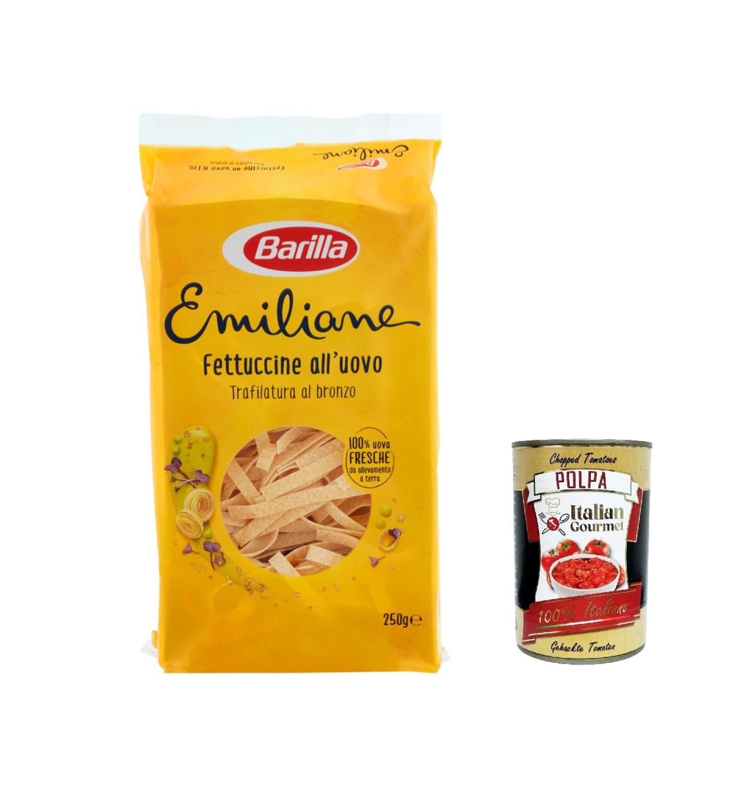  Italian Gourmet E.R. Barilla Pasta all' Uovo Le Emiliane Fettuccine Lot de 3 p tes aux ufs 250 g + polpa italien Gourmet 400 g - Buy Online on GoSupps.com