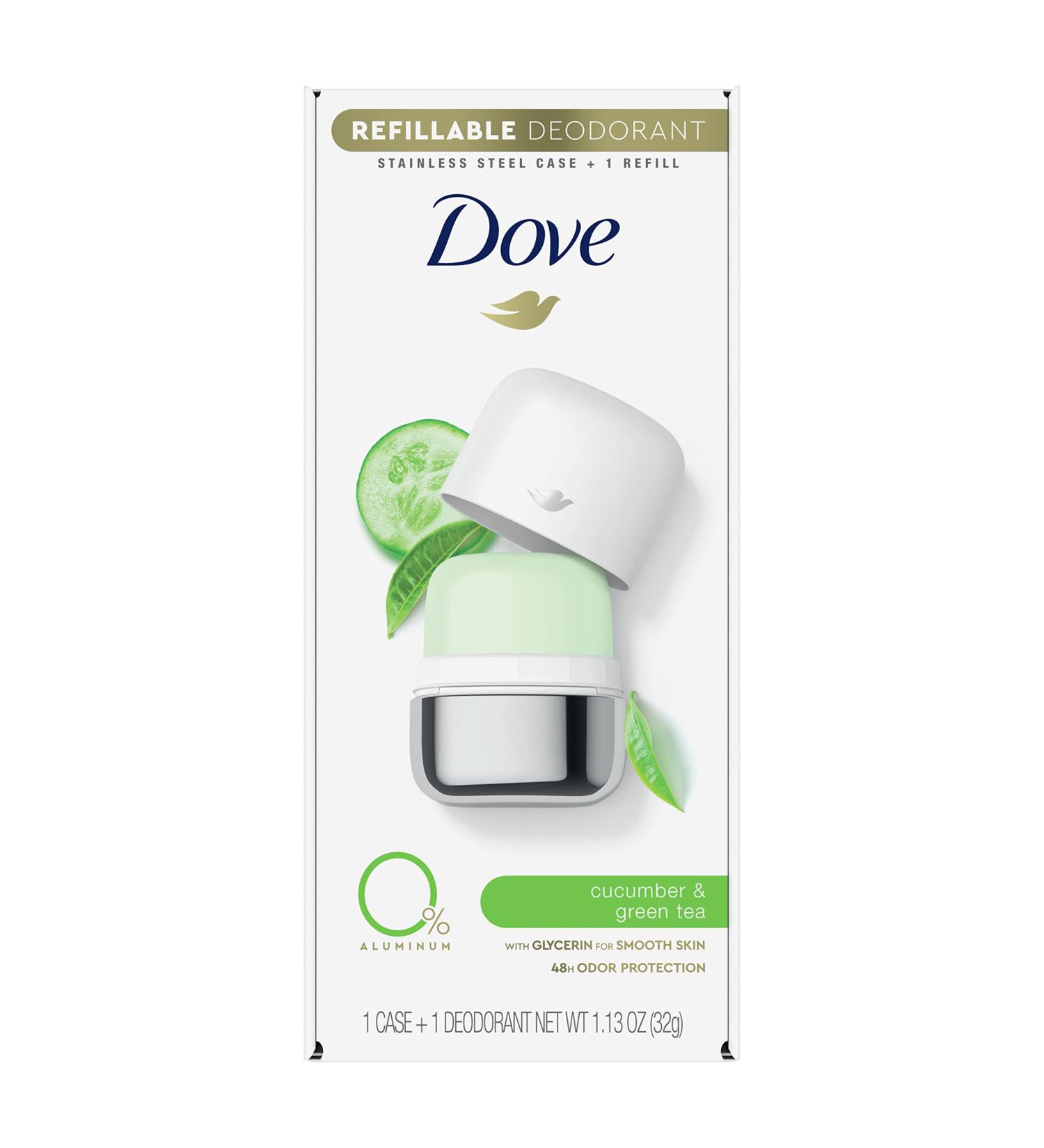 Dove Refillable Deodorant Starter Kit for Women 1.13 oz - Cucumber & Green Tea | Aluminum-Free | Long-Lasting Freshness - Buy Online on GoSupps.com