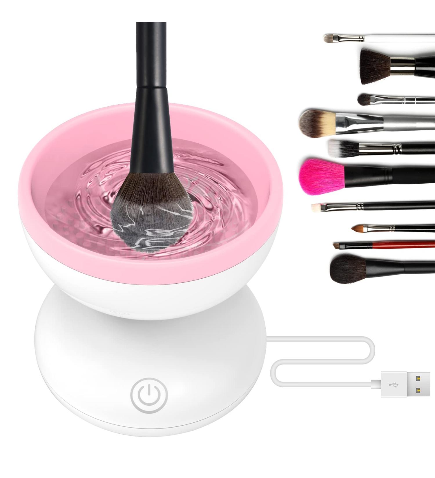 Pink Electric Makeup Brush Cleaner Machine | Silicone Brush Cleanser for Beauty Brushes | Perfect Christmas & Halloween Gift for Her - Buy Online on GoSupps.com