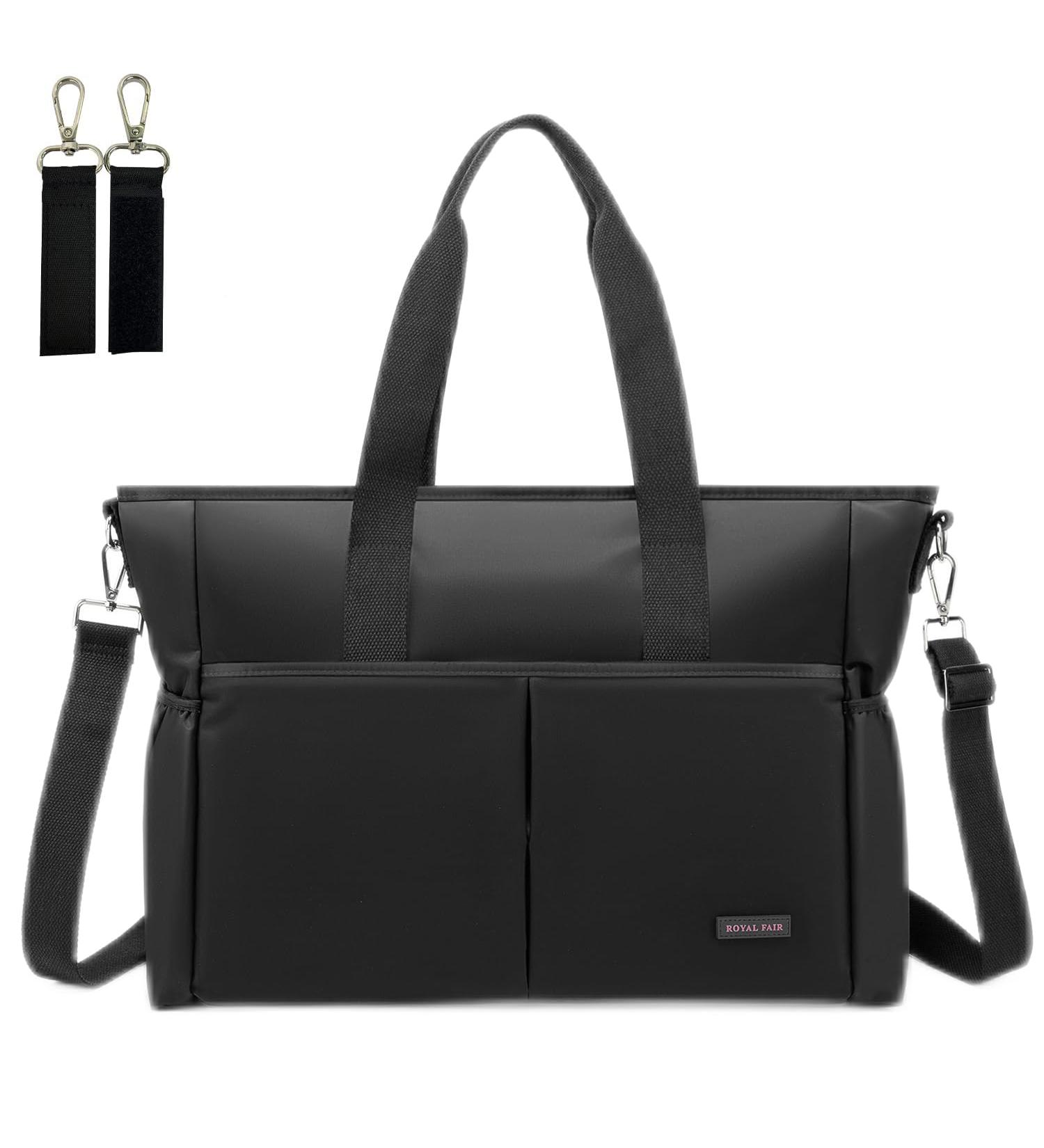 ROYAL FAIR Nappy Changing Bag - Portable Messenger Tote for Mom and Dad with Pram Clips | Maternity Diaper Bag Travel Tote (Black 42x33x18CM) - Buy Online on GoSupps.com