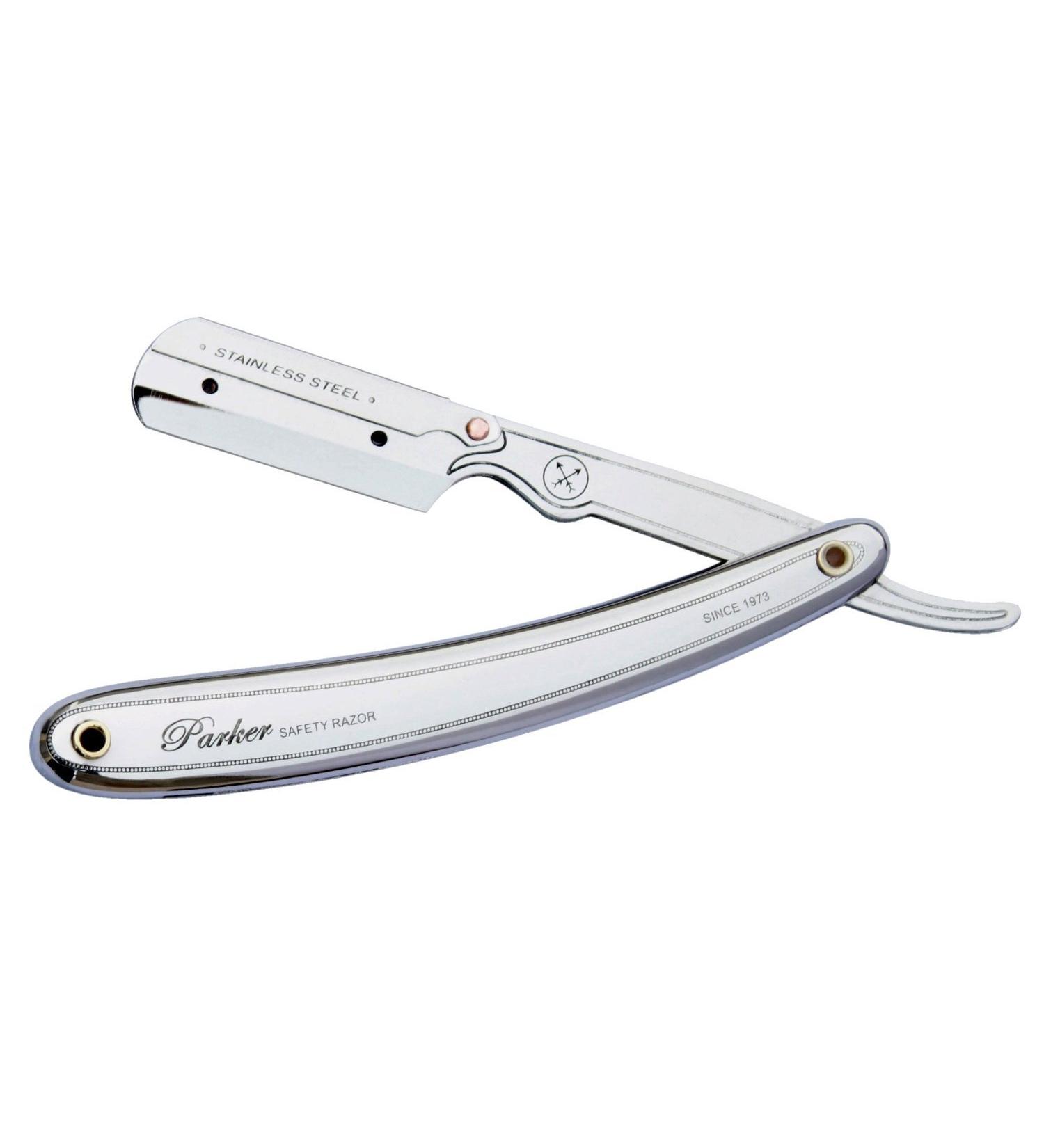 Shaving Factory Parker 31R Stainless Steel Straight Edge Razor and 5 Shark Super Stainless Blades 1-Pack (1 x 1 piece)