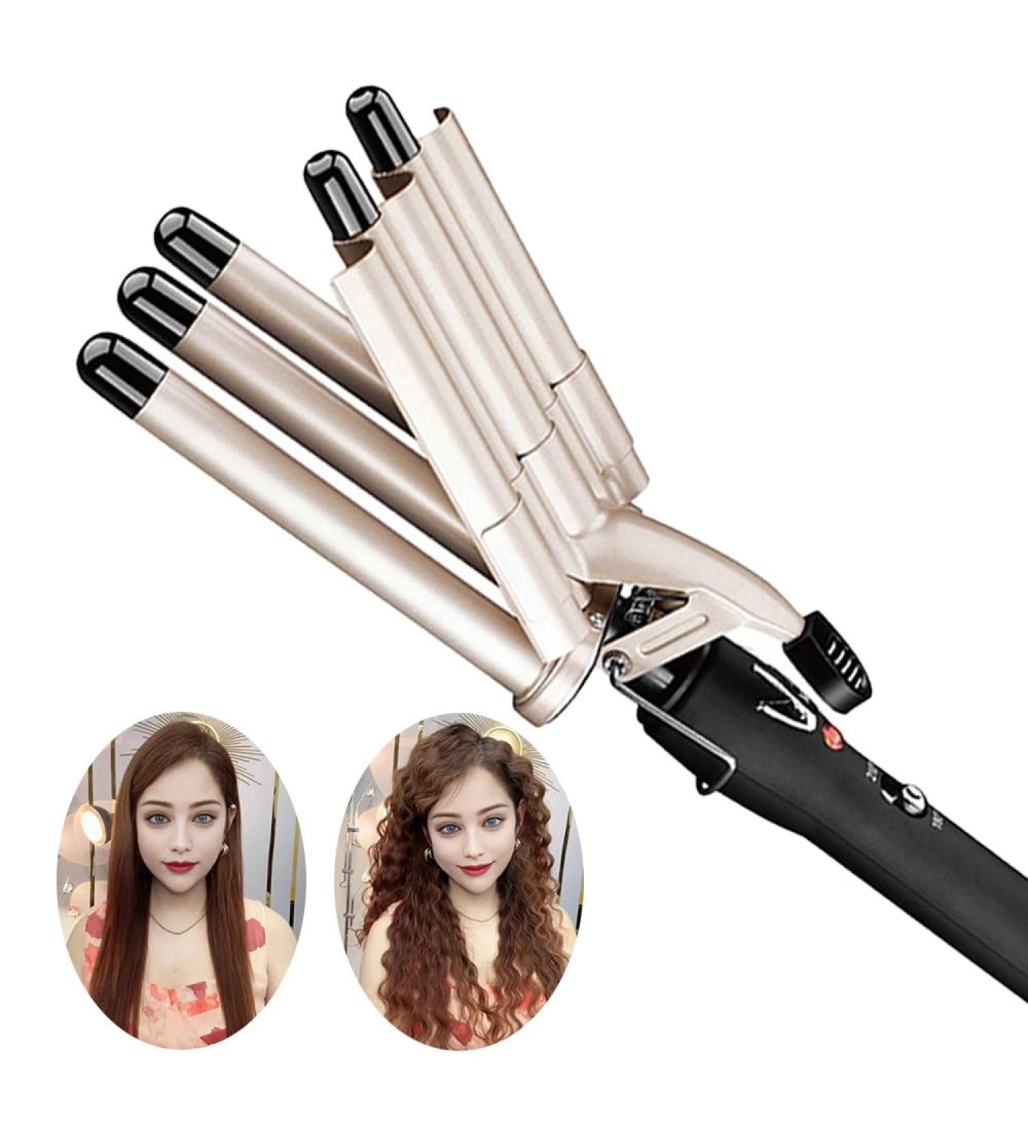 Hair Crimper Iron 5 Barrel Curling Wand | 0.6 Inch Ceramic Hair Waver with Dual Voltage & Two Temperature Settings - Perfect for International Shipping - Buy Online on GoSupps.com