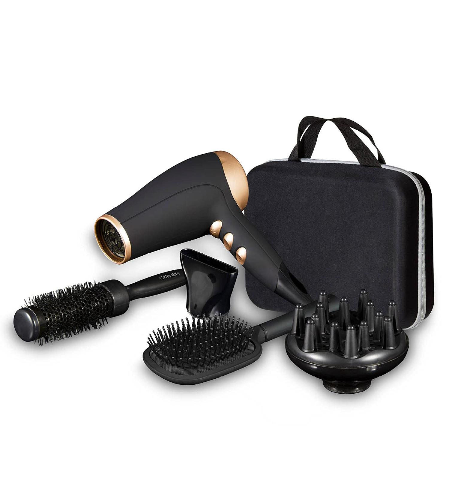 Carmen C80021 Noir Hair Dryer Styling Set | 2200W Black/Rose Gold | Gift Set - Buy Online on GoSupps.com