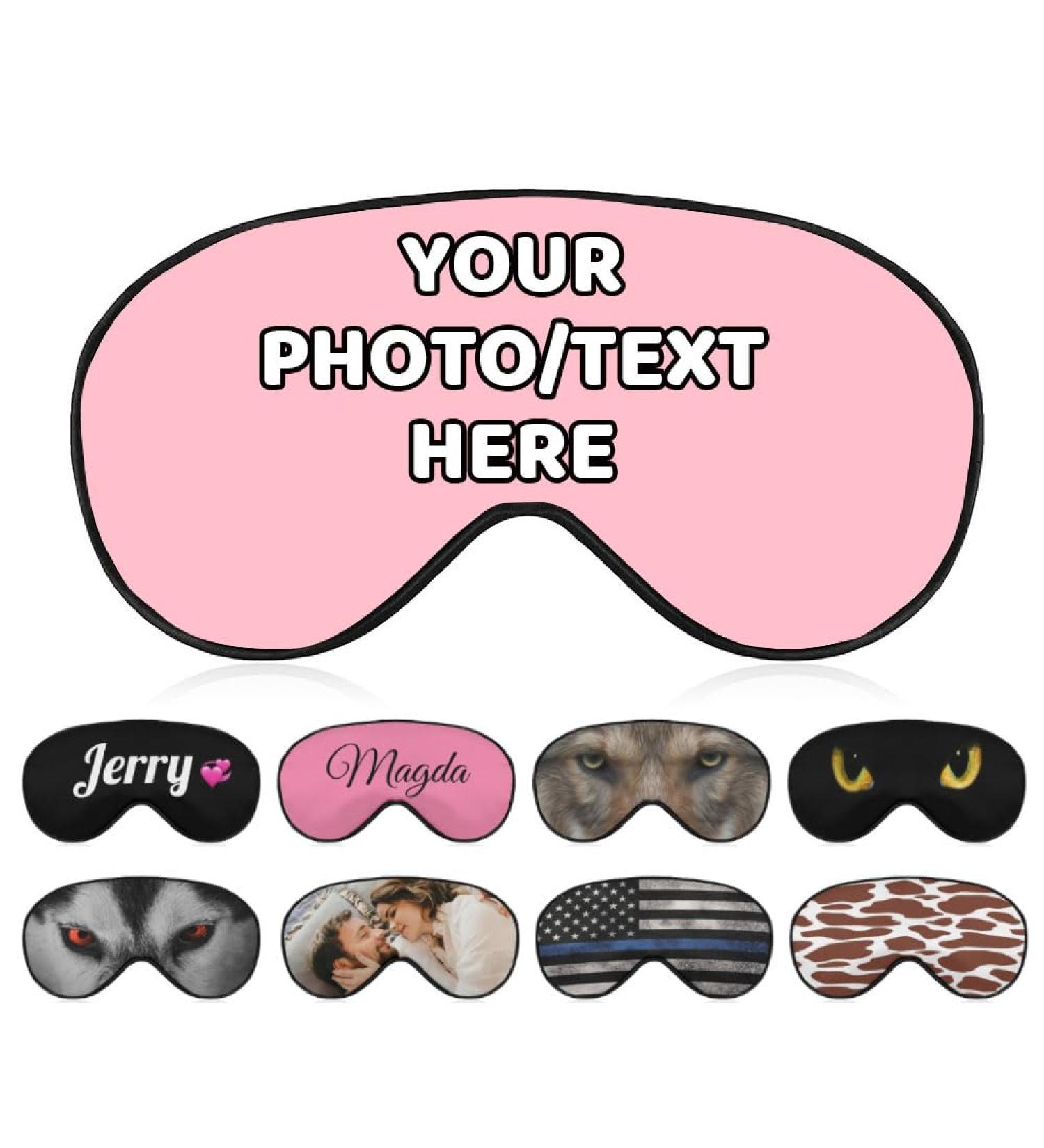 Personalized Funny Sleep Mask- Custom Photo/Text/Logo - Gift for Her/Him - Pink - Buy Online on GoSupps.com