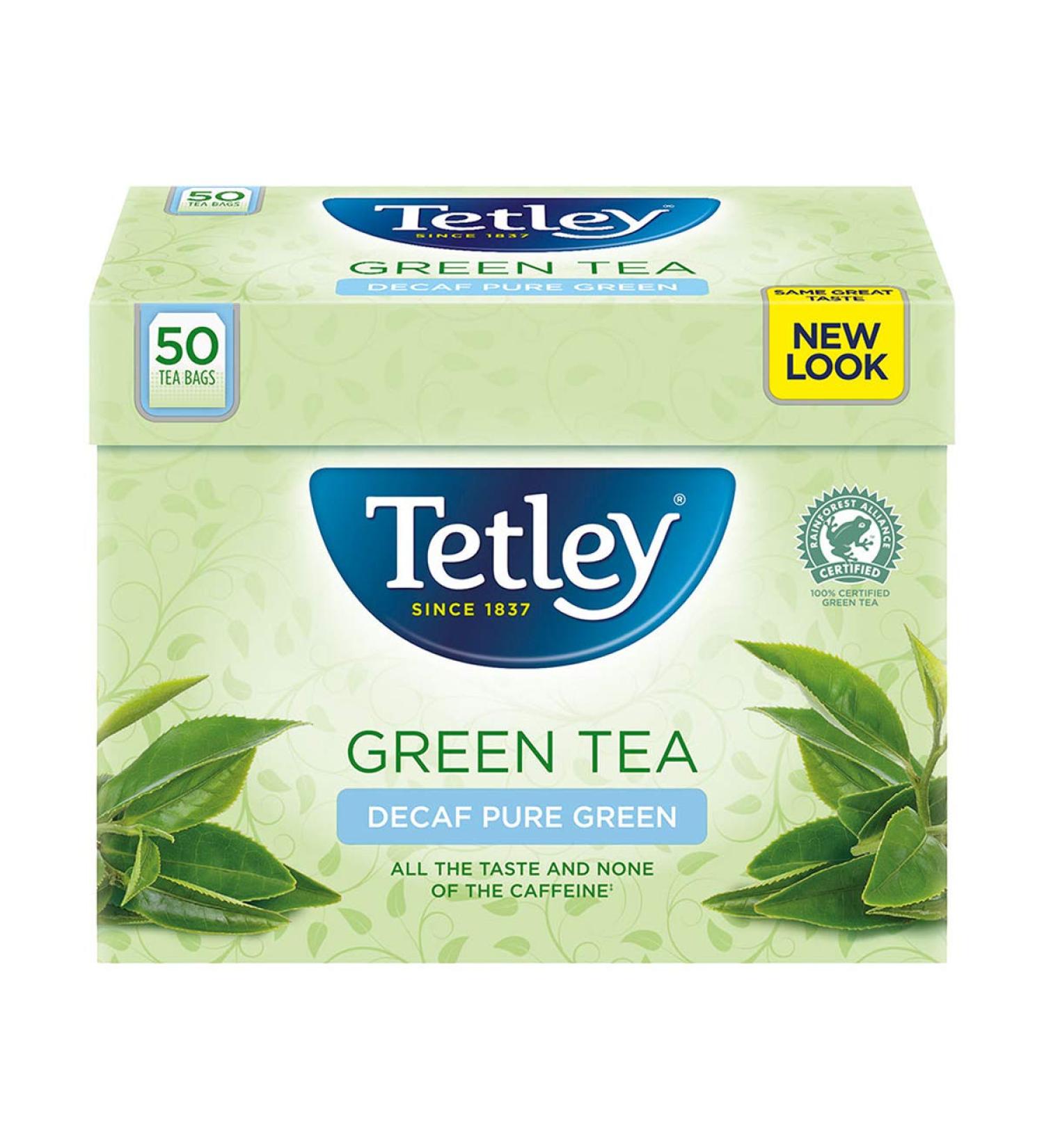 Tetley Green Tea Decaf 50 Bags - 100g Decaffeinated Green Tea for Enjoyment | Shop Internationally - Buy Online on GoSupps.com