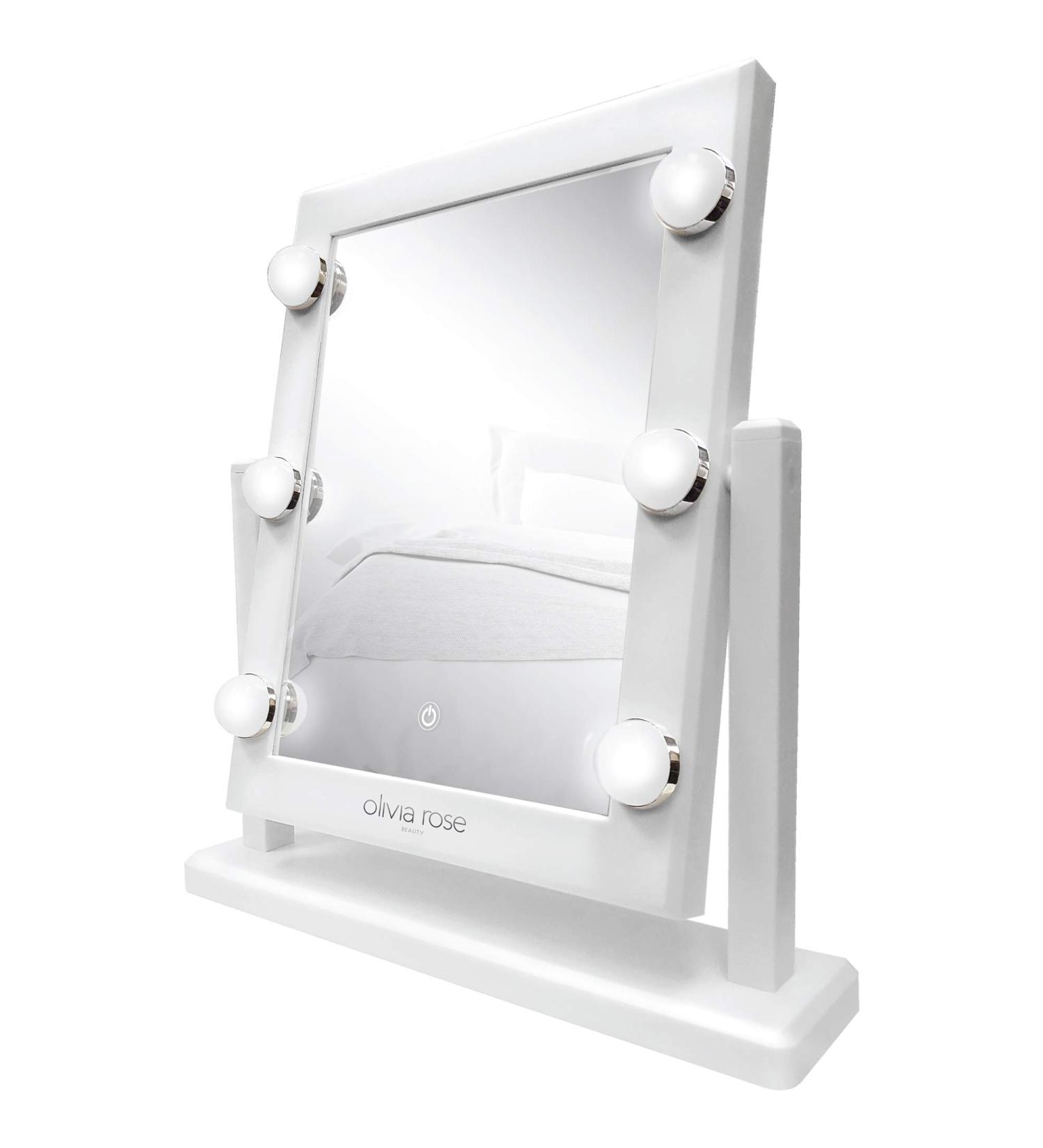 Olivia Rose Hollywood Style Vanity Mirror with Lights - Large Lighted Makeup Mirror in White/Silver - Buy Online on GoSupps.com