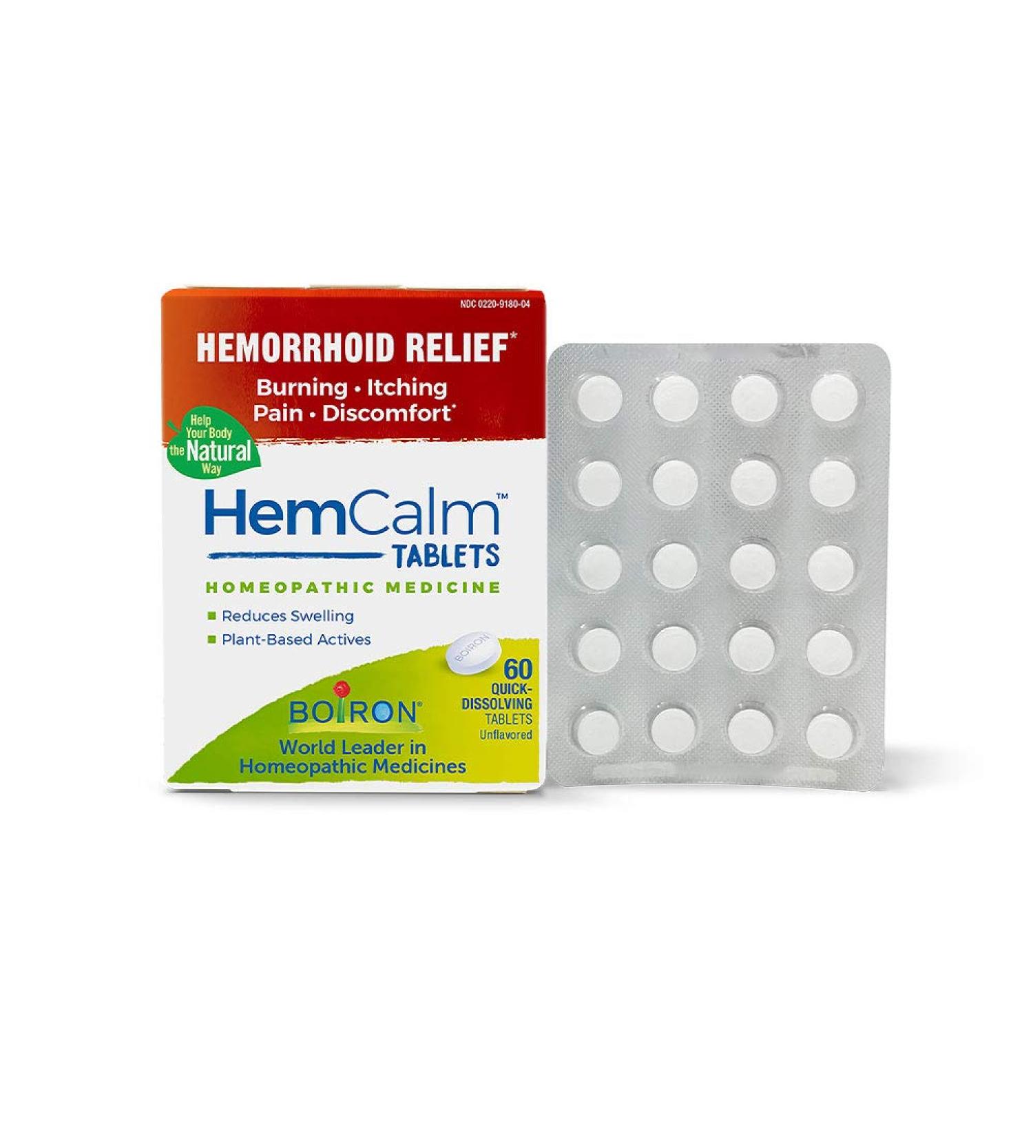Boiron HemCalm Hemorrhoid Relief Tablets - 60 Quick-Dissolving Unflavored Tablets - Buy Online on GoSupps.com