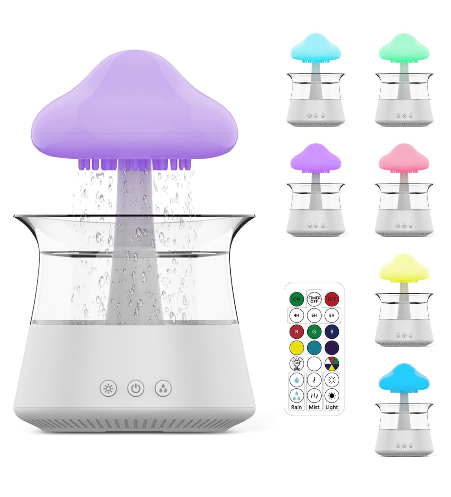 3-in-1 Rain Cloud Humidifier & Essential Oil Diffuser | Remote Control, White Noise, Timer Off | 7 Colors | Bedroom Air Humidifiers - White - Buy Online on GoSupps.com