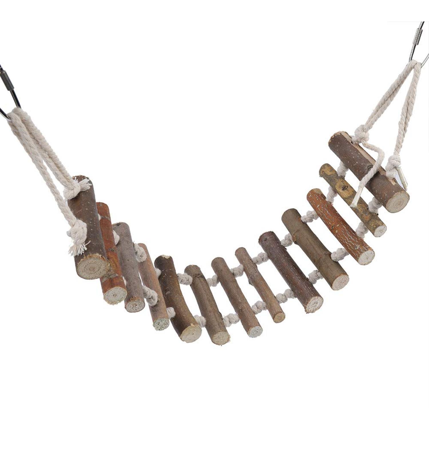 Wooden Bird Ladder Hammock Swing Toy for Parrot Cage - Chewing & Climbing Rack - Buy Online on GoSupps.com