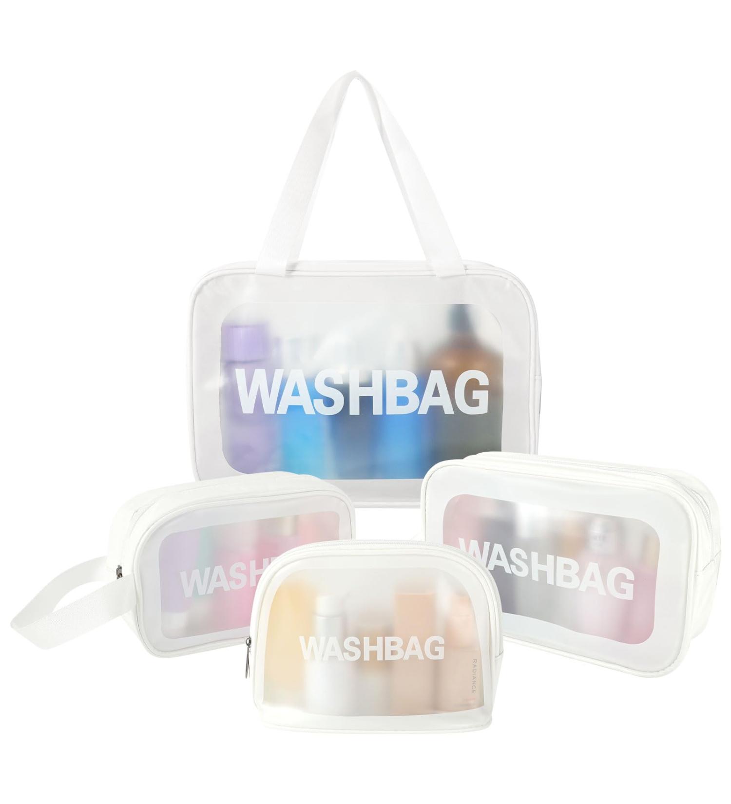 4 Pcs Waterproof Clear Toiletry Bags for Women - Transparent Travel Makeup Bags Set (White) - Buy Online on GoSupps.com