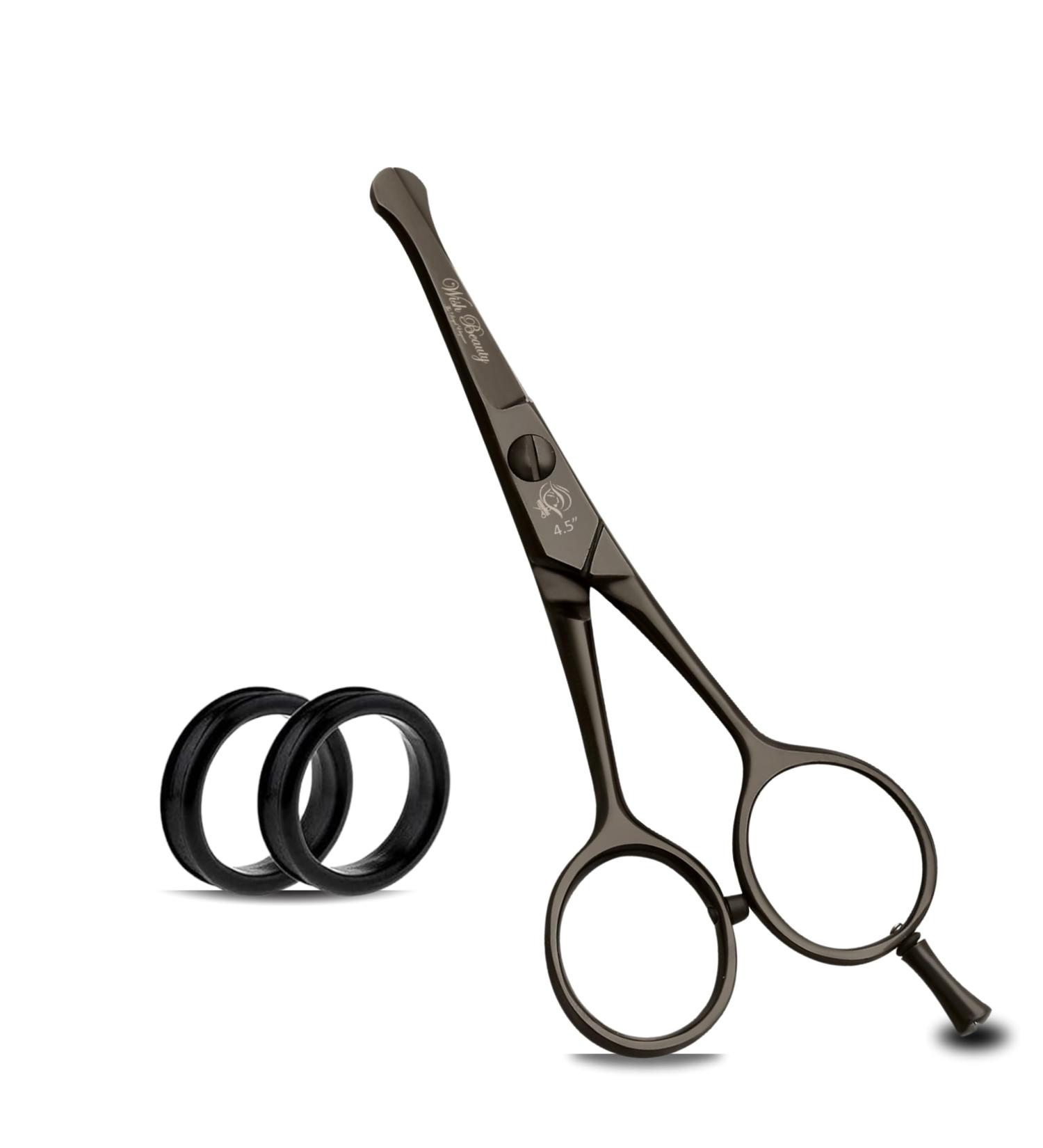 wishbeauty Hairdressing Scissors Kids Safety Round Tips and Curved Hair Scissors Children Haircut Scissors Hair Trimming Scissors Professional Salon Barber Scissors Baby (Black 4.5" Scissors) - Buy Online on GoSupps.com