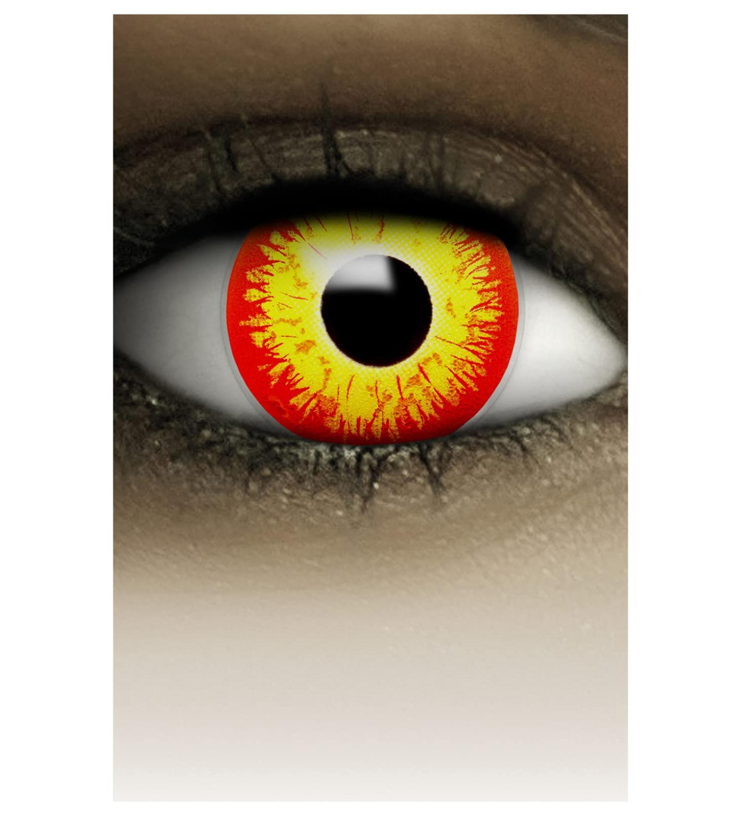 FXCONTACTS Halloween Colored Contact Lenses - Yellow Red Horror Clown - 2 Pcs (1 Pair) - Non-Prescription - Buy Online on GoSupps.com