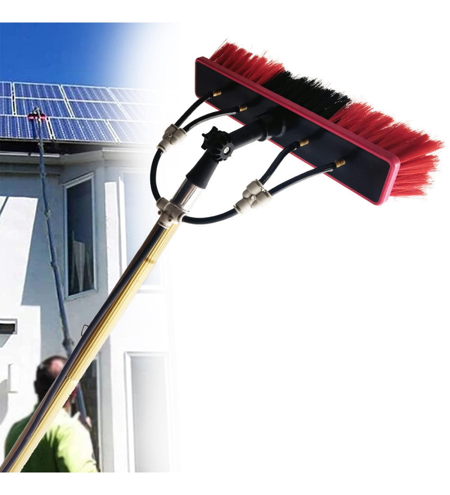 photovoltaic cleaner Window Cleaning Pole Water Fed Telescopic Brush Window Cleaning Pole Water Fed Telescopic Brush Extendable Cleaner Conservatory Roof Water Fed Brush W/Squeegee 35cm Brush Head 6M/21FT - Buy Online on GoSupps.com