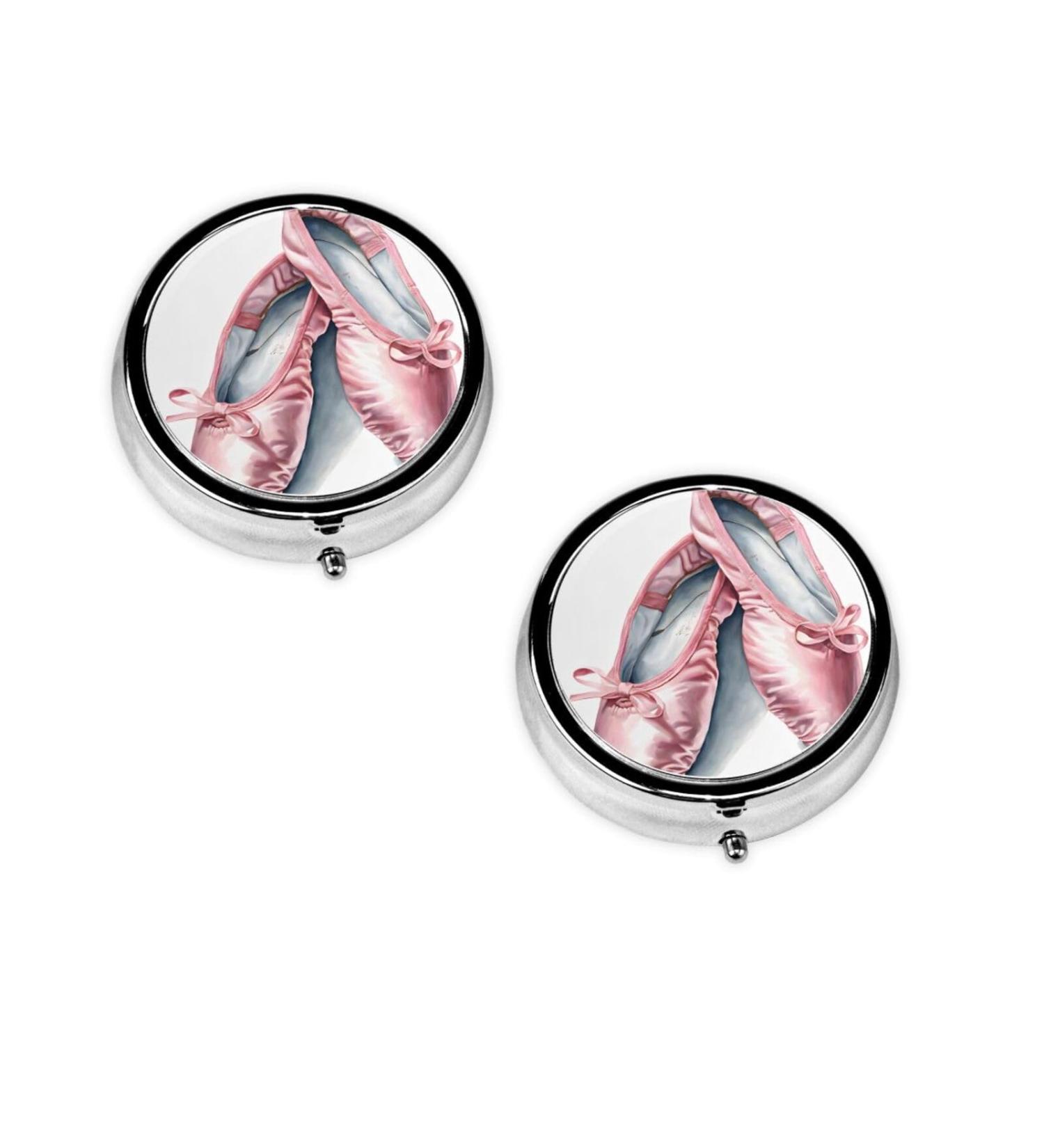 Ballet Dancer Round Pill Box | 3 Compartment Portable Travel Medicine Organizer | Mini Decorative Pocket Purse for Vitamins & Tablets - Buy Online on GoSupps.com