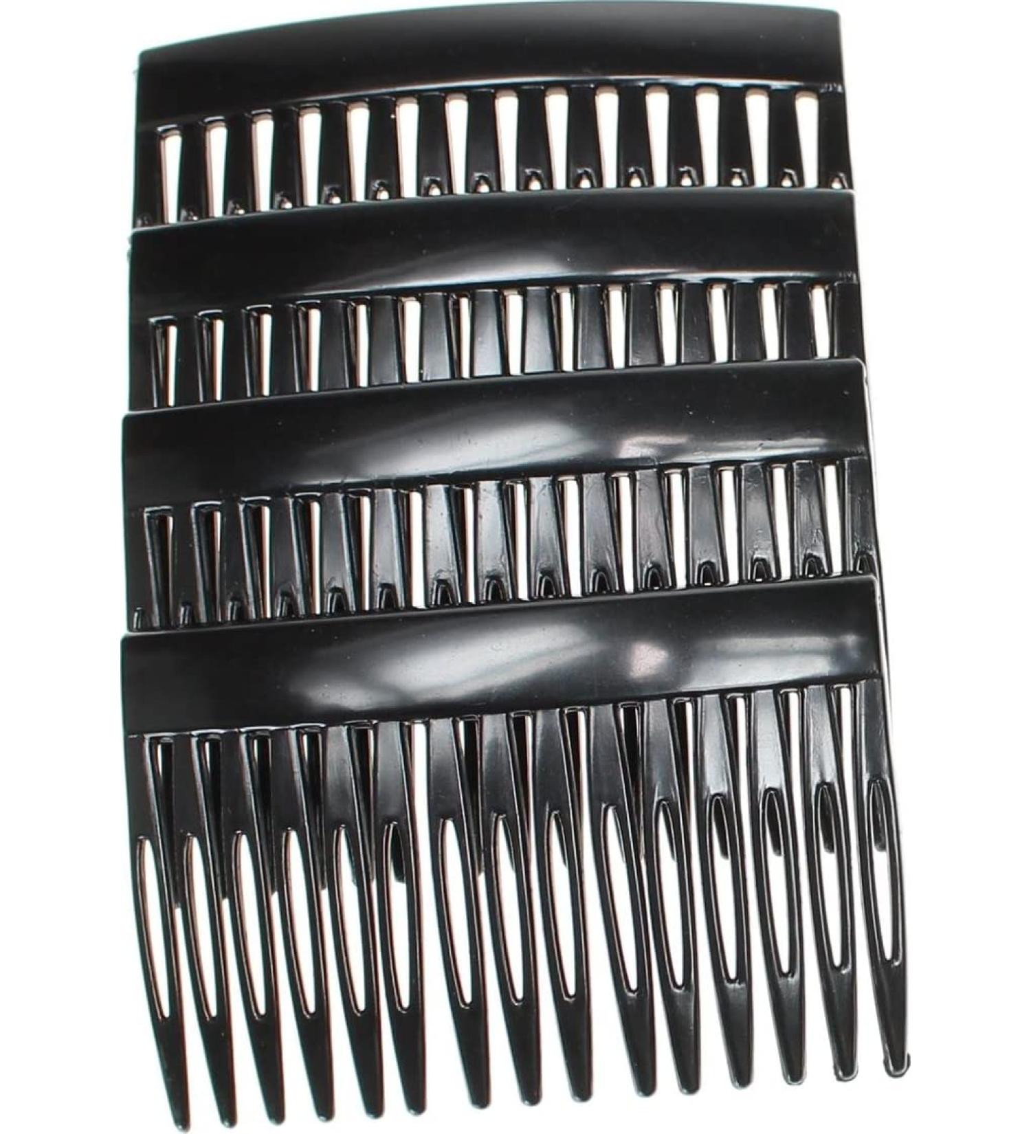 4 Pack of 7cm Plain French Side Hair Combs Slides Grips Clips Hair Accessories for Women Girls by Glitz4Girlz (Black) - Buy Online on GoSupps.com