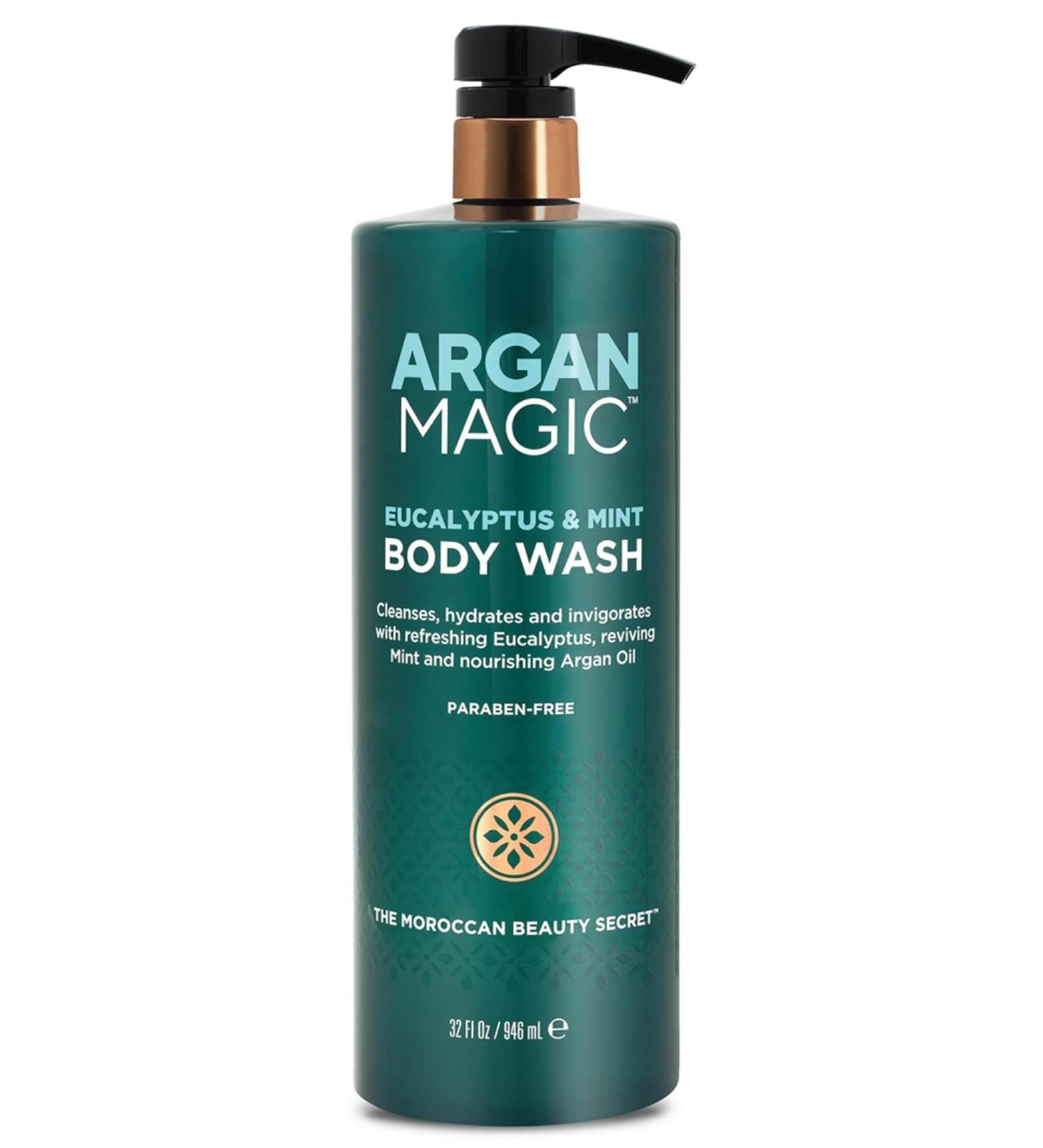 Argan Magic Eucalyptus & Mint Body Wash with Argan Oil - Cleanses Hydrates & Invigorates with Refreshing Eucalyptus & Mint | Made in USA (32 Fl Oz) - Buy Online on GoSupps.com
