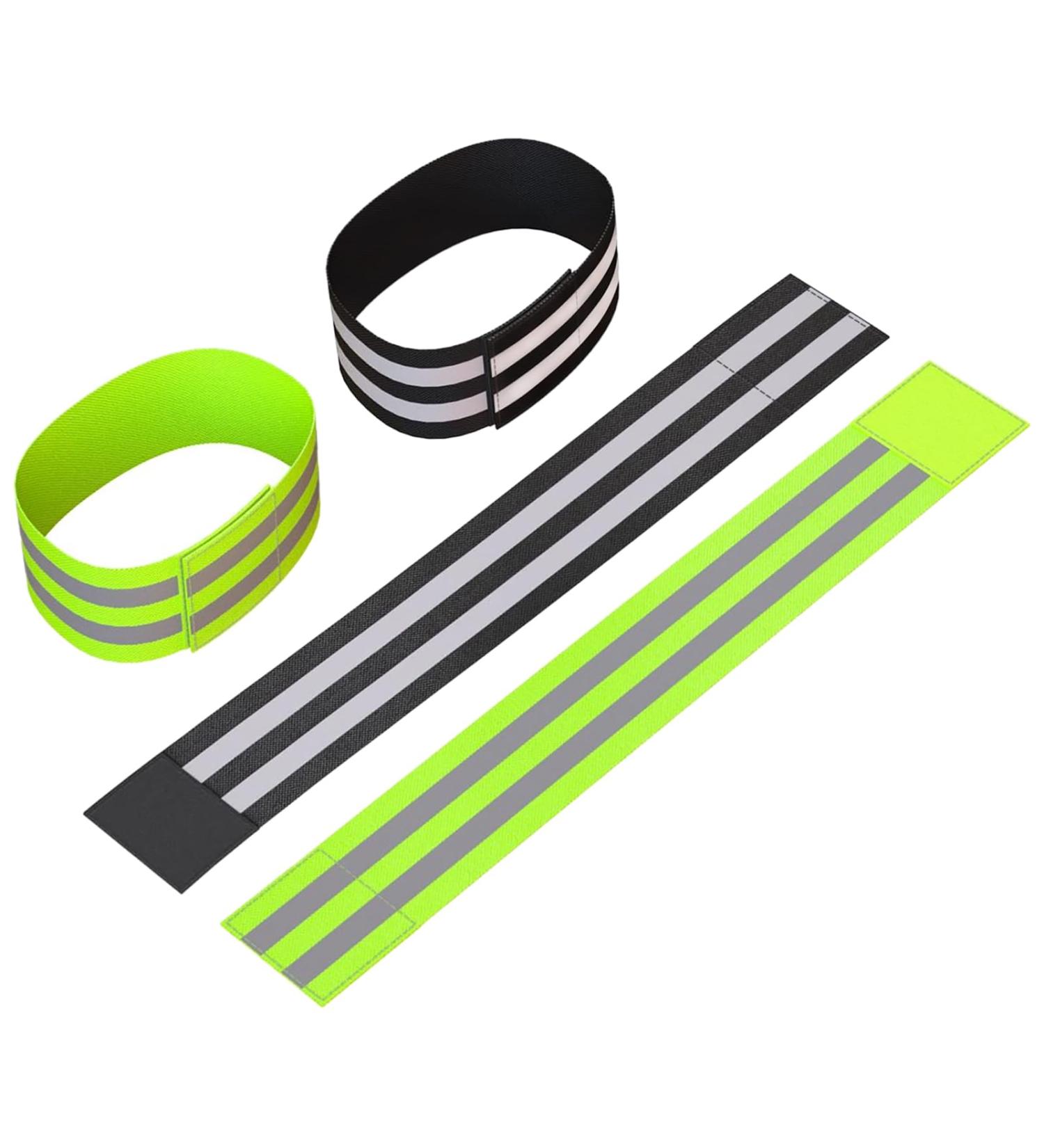 Simsky Reflective Ligaments - 4-Piece Elastic Reflector Strap Set with Velcro Fastener | Ideal for Jogging Biking Hiking & Motorcycling (Green & Black) - Buy Online on GoSupps.com