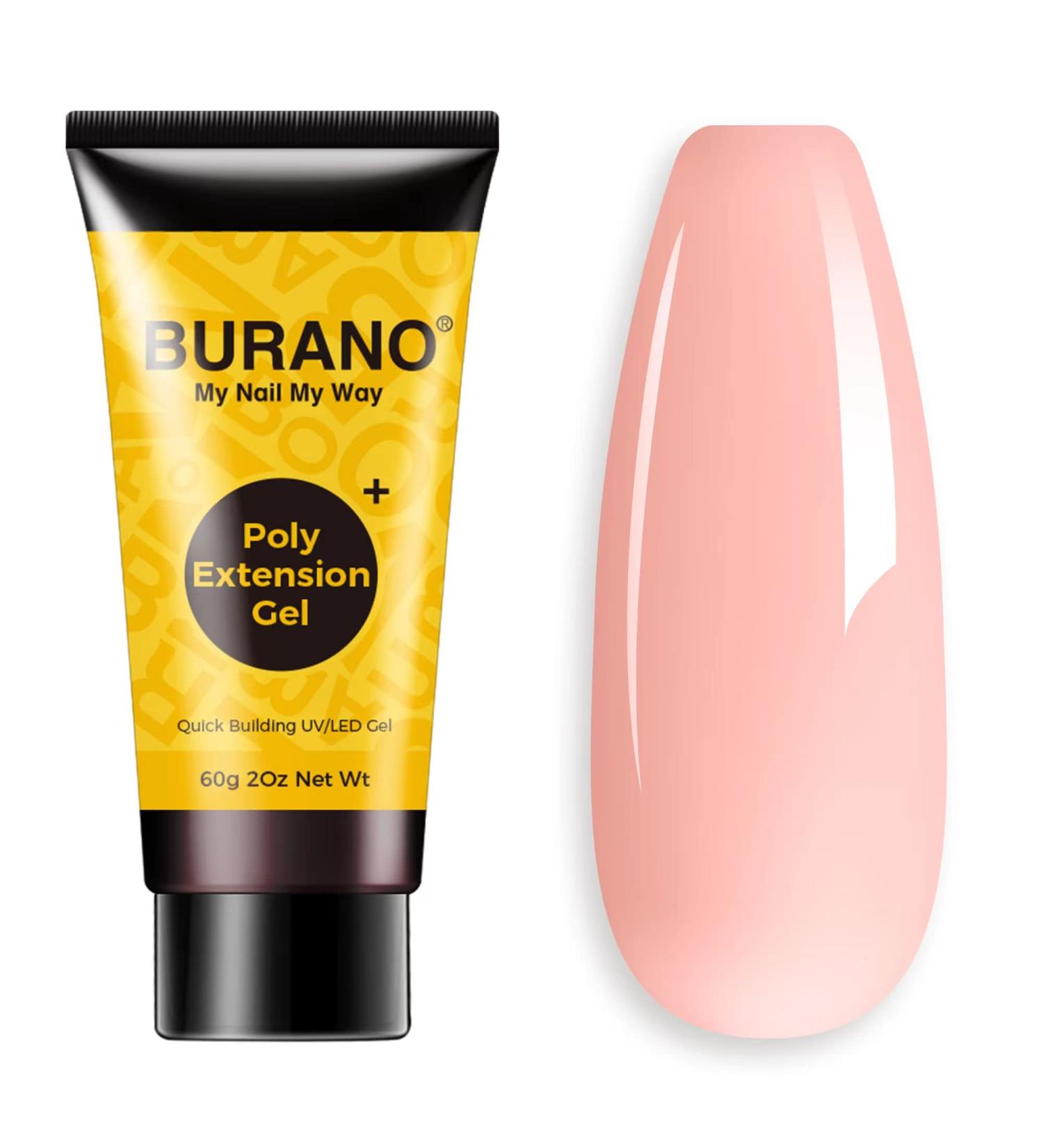 BURANO Poly Nail Gel - 60ml Pink Builder Gel for Easy Nail Extensions | Trendy Poly Extension Gel for Stunning Manicures - Buy Online on GoSupps.com