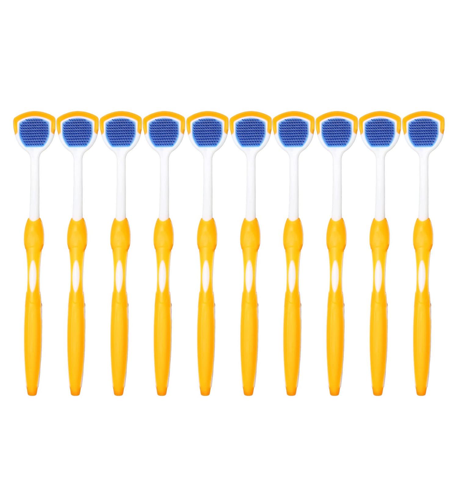 Buy 10-Piece Silicone Tongue Cleaning Brush Set - Effective Tongue Scraper & Cleaner in Orange for Fresh Breath - Buy Online on GoSupps.com