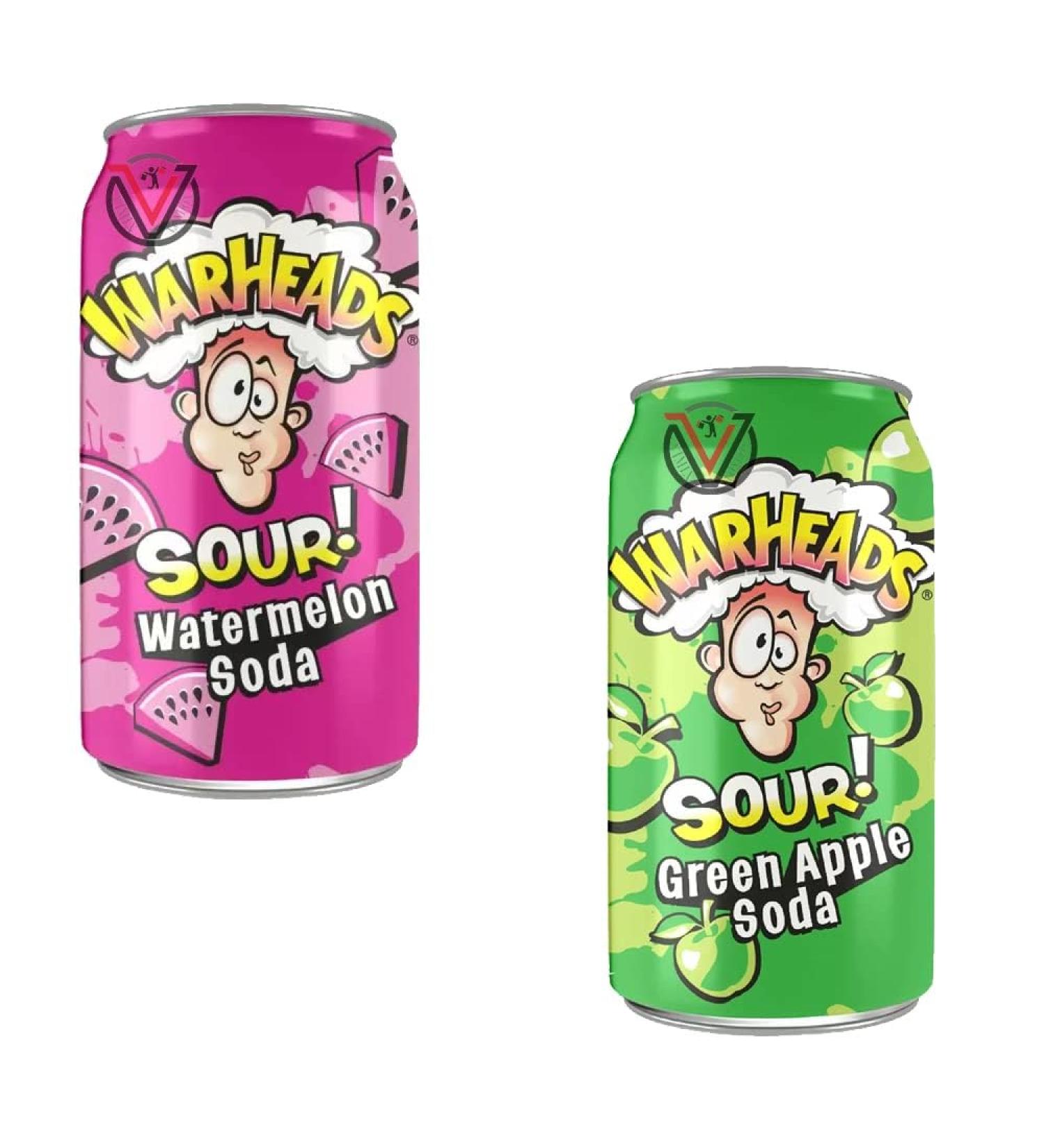 Warheads Sour Soda Cans 355ml x 03 cans (Green Apple + Watermelon) - Buy Online on GoSupps.com