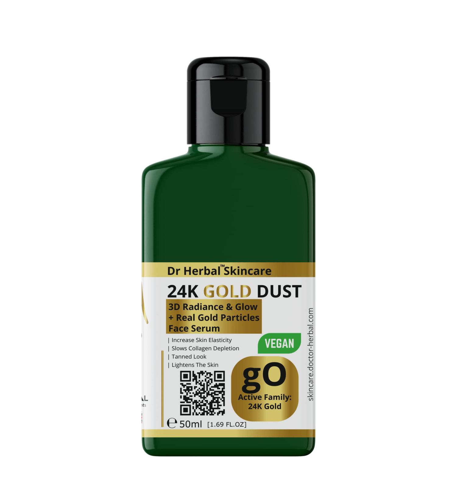 Dr Herbal Skincare 24K Gold Extract Face Serum 50ML | Skin Elasticity | Collagen Support | Tanned Look | Lighten Skin