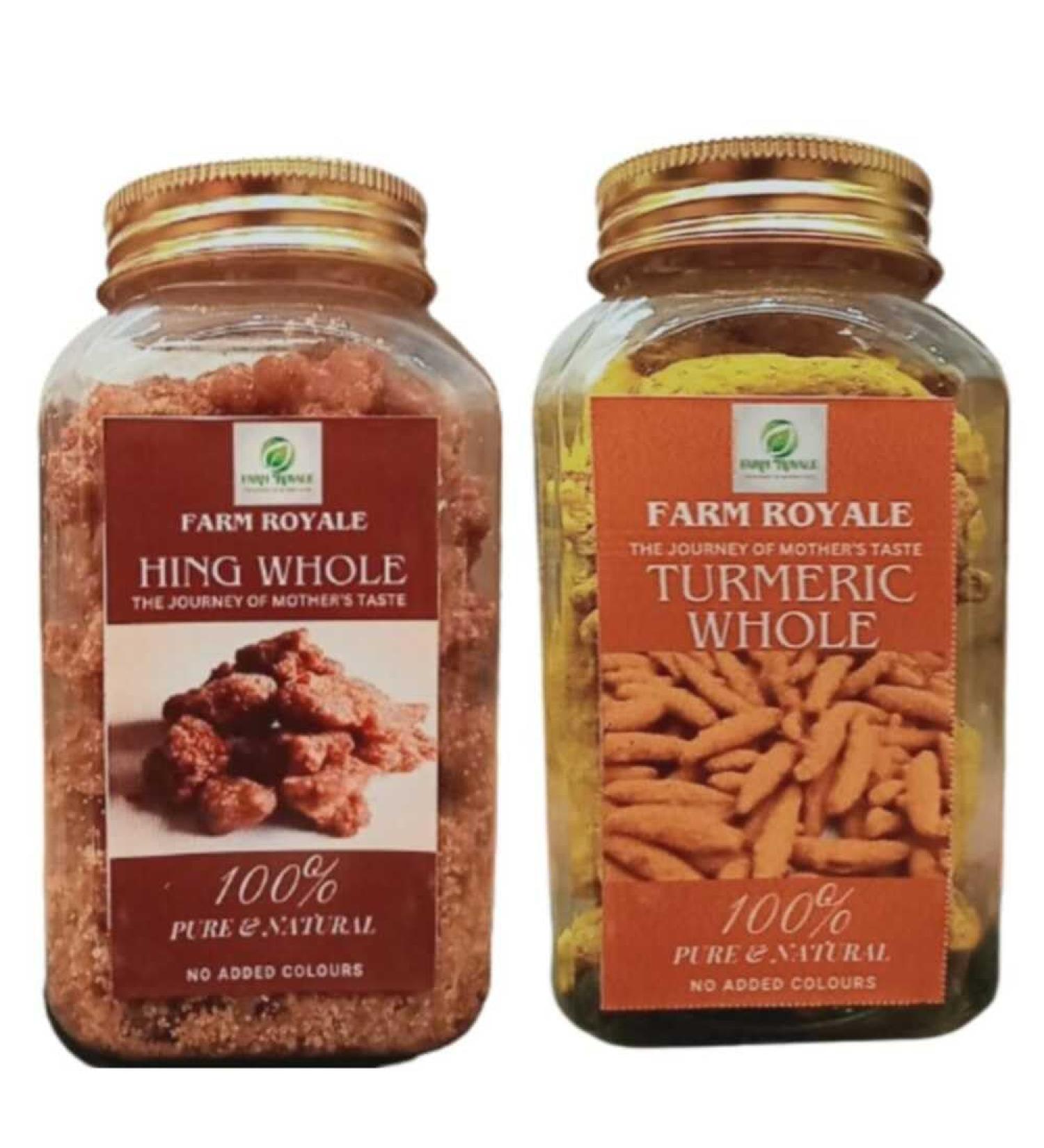 Farm Royale Turmeric/Haldi Whole & Heeng/Hing/Asafoetida Whole||1+1 Combo(200gm & 200gm) ||100% Pure and Natural||Shudh||Handpicked Material||Export quality - Buy Online on GoSupps.com