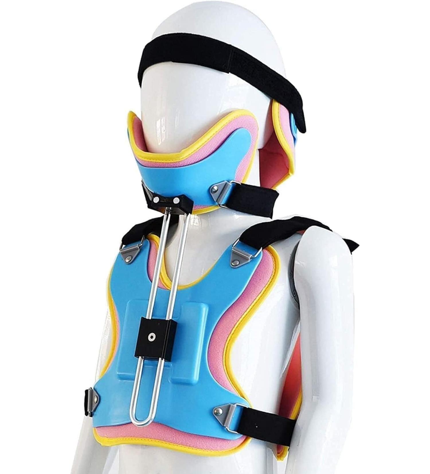 Neck Brace Collar - Cervical Traction Device for Pain Relief | Comfortable Neck Protection - Blue - Buy Online on GoSupps.com