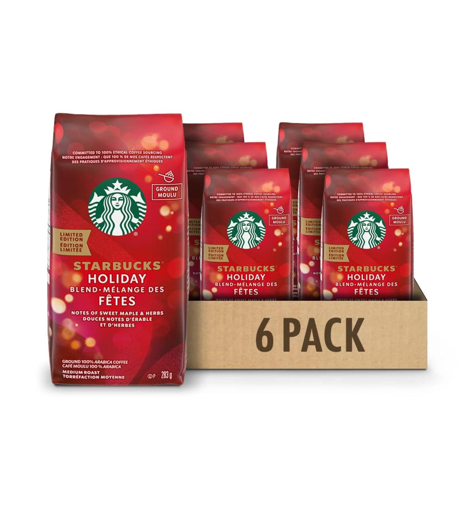 Starbucks Holiday Blend 2019 Medium Roast Ground Coffee 283g Bag 6 Count 6 count (Pack of 1) - Buy Online on GoSupps.com