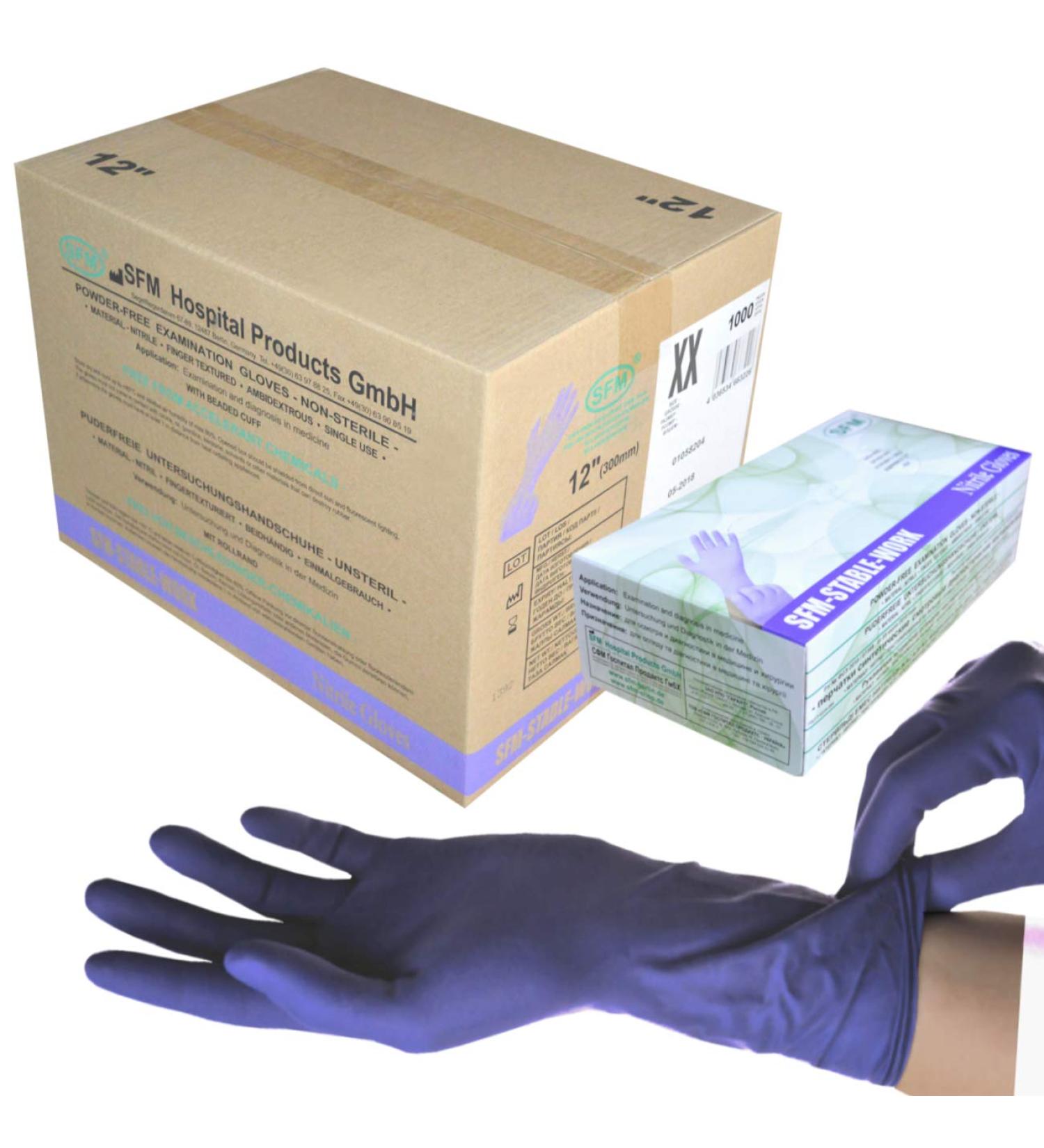 SFM Stable Work Nitrile Gloves - Powder-Free SuperSoft Lang & ACC-Free - XS to XL - 1000 Pack - Ideal for Home Use & Investigations - Buy Online on GoSupps.com