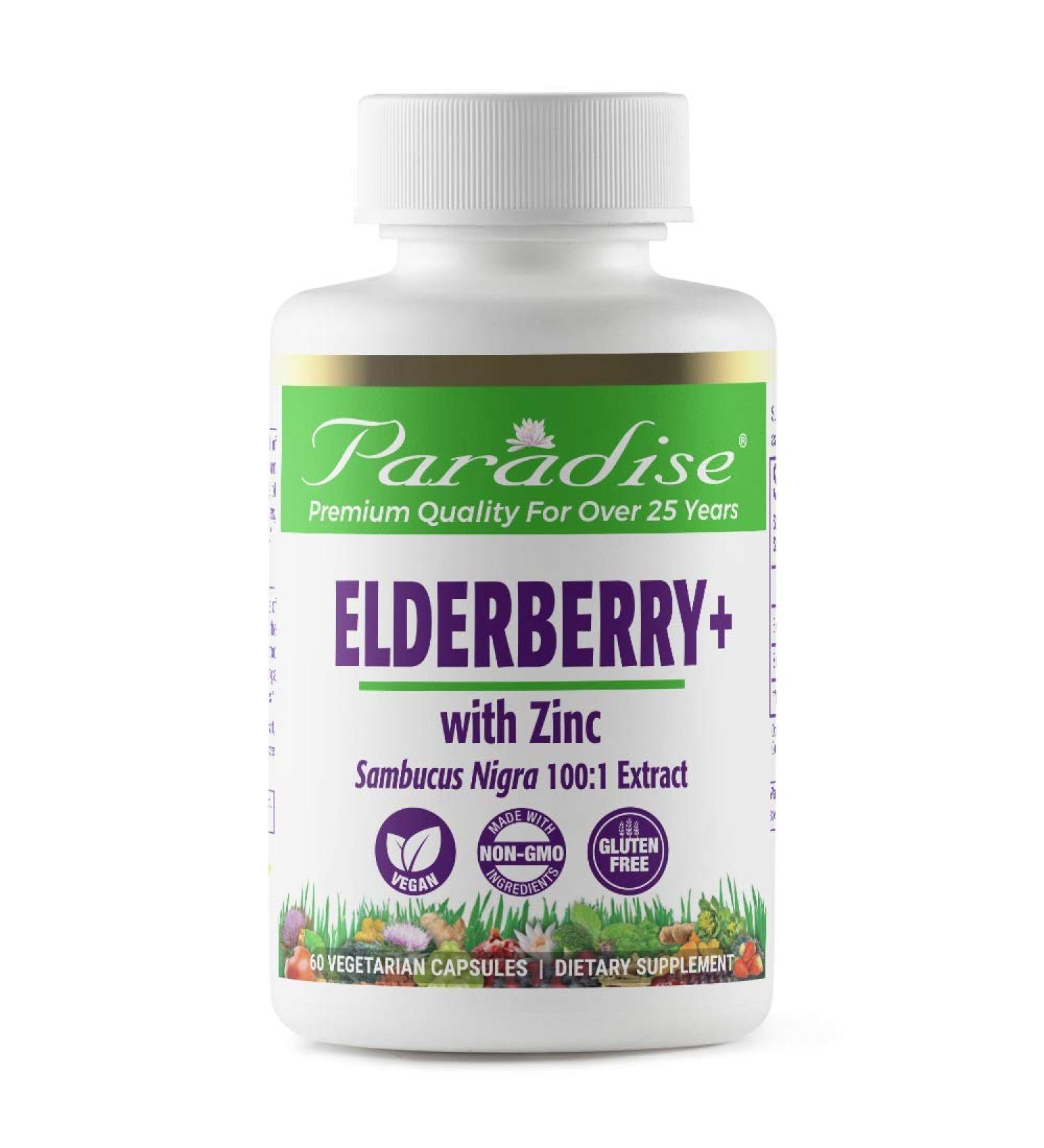 Paradise Herbs Earth's Blend Elderberry+ with Zinc 60 Vegetarian Capsules