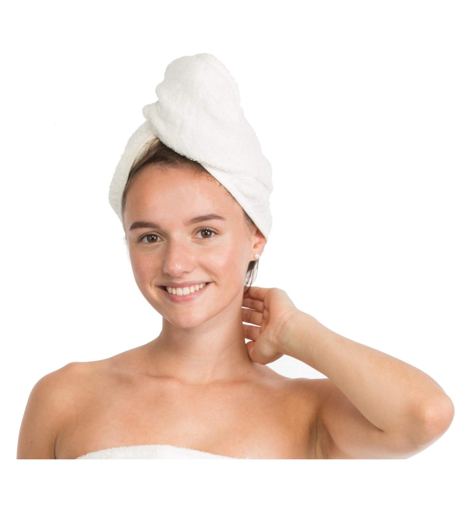 Brandsseller Hair Turban & Drying Towel - 100% Cotton Cream/White Ecru | Fast International Shipping - Buy Online on GoSupps.com