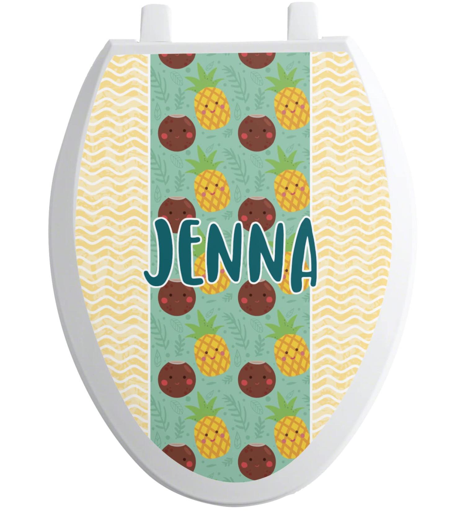 Pineapples and Coconuts Toilet Seat Decal - Elongated (Personalized) | YouCustomizeIt - Buy Online on GoSupps.com