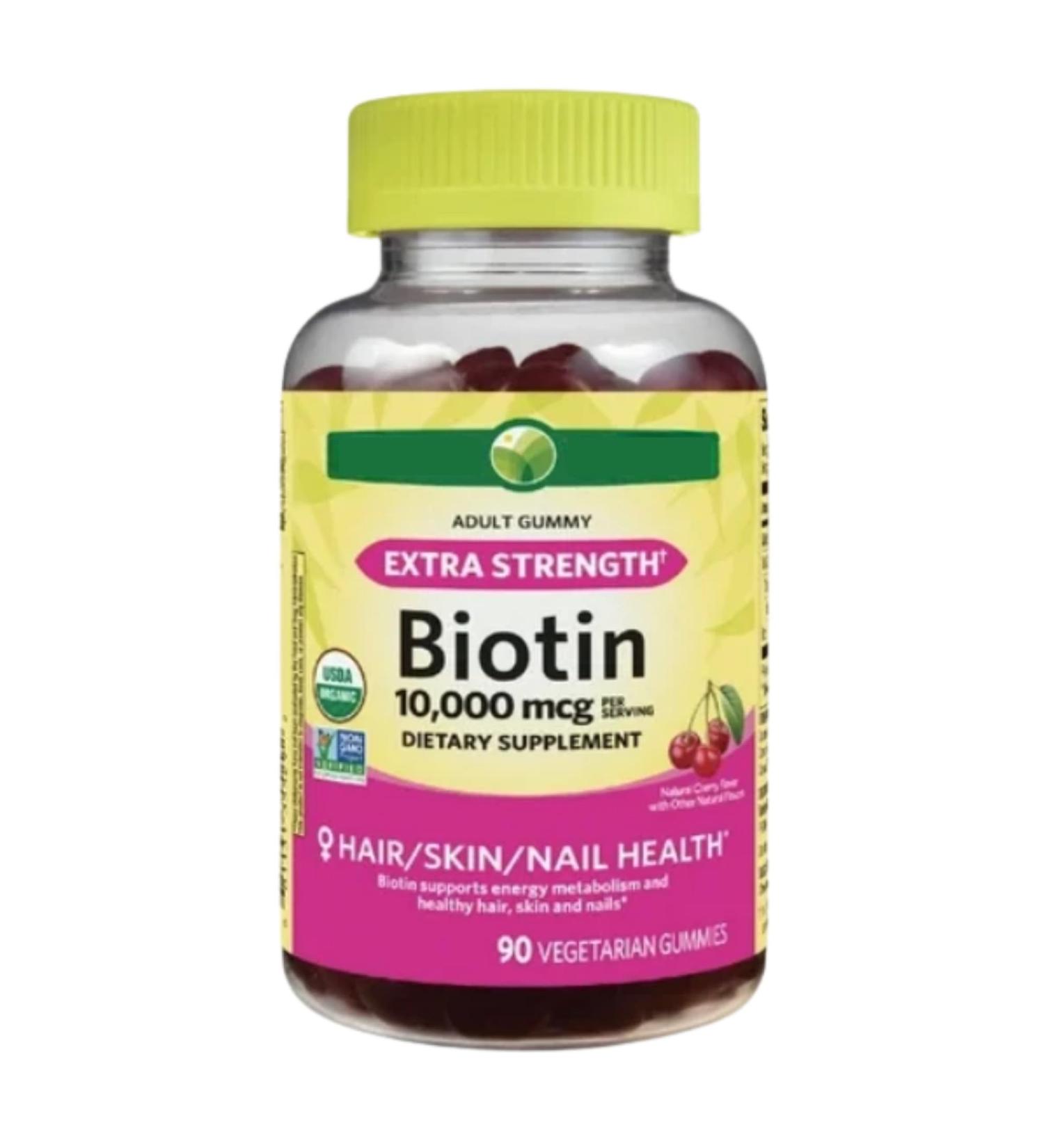 KP+ Spring Valley Biotin | Biotin10 000 mcg Gummies Extra Strength | Supports Hair Skin & Nail Health | 90 Vegetarian Gummies | Cherry Flavor | Pack of 1 - Buy Online on GoSupps.com