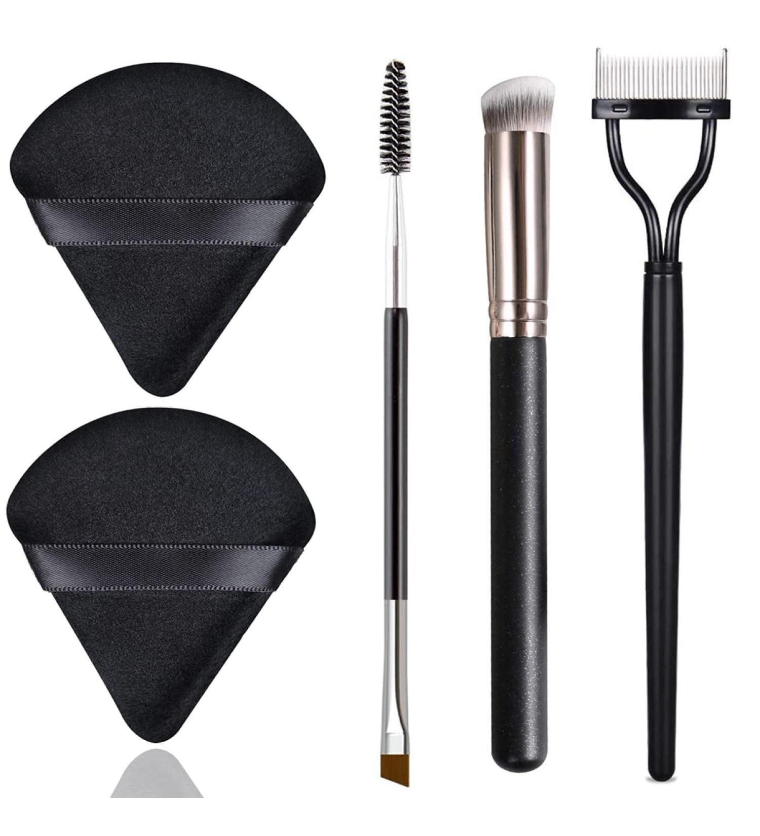 Triangle Powder Puffs and Makeup Brushes Set | Concealer, Brow, and Eyelash Tools - Buy Online on GoSupps.com