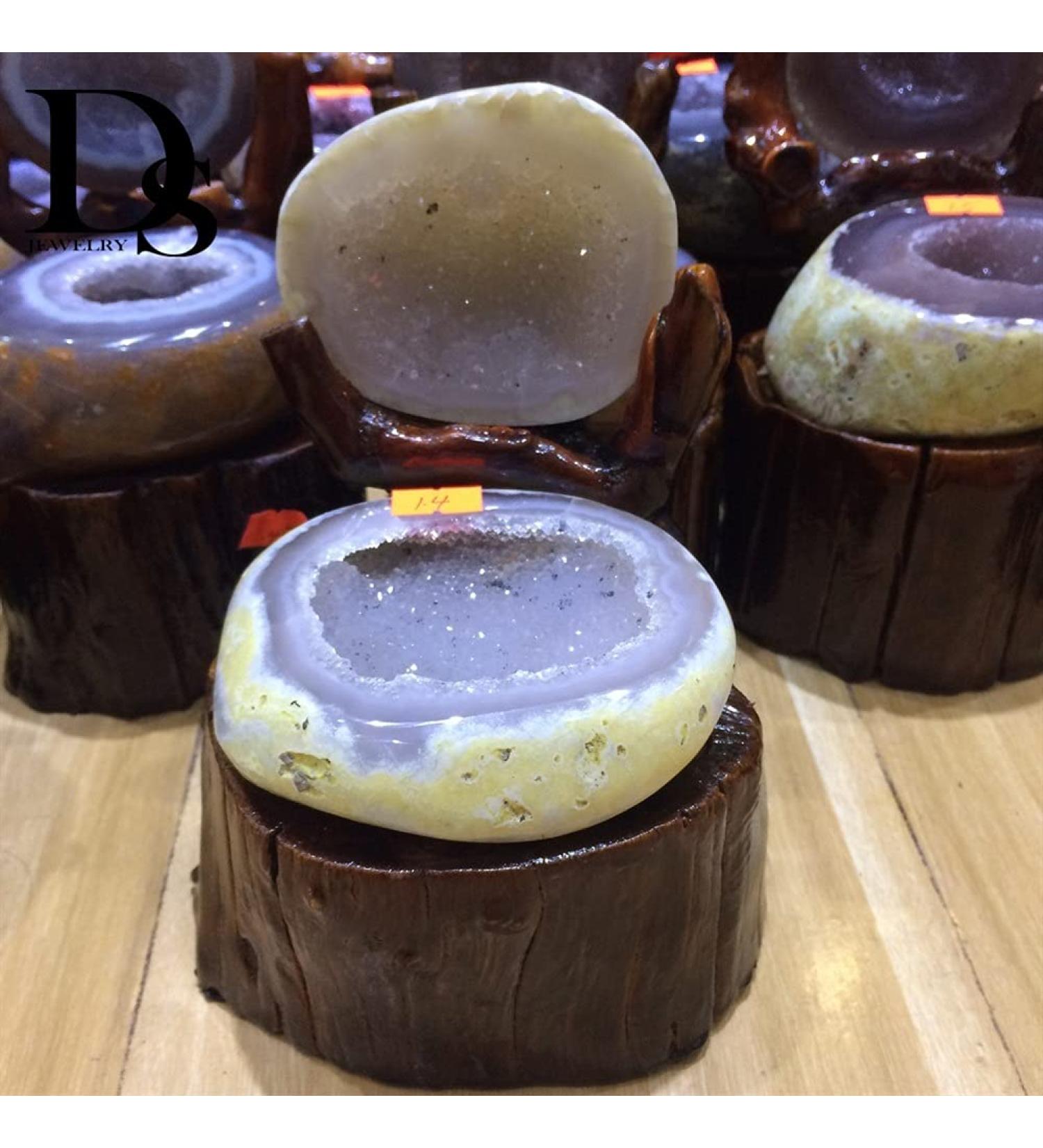 Natural Crystal Rough for Natural Agate Geode Bowl Crystal Quartz Hollow Sphere Natural Rough Drusy Cluster Agate Treasure Basin Carnelian Wooden Stand (Color : 0.4-0.6 Kg) - Buy Online on GoSupps.com