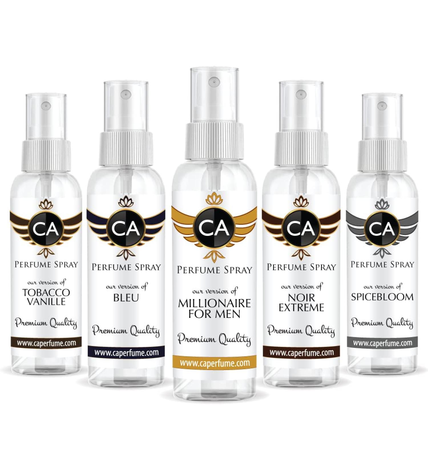 CA Perfume Best Winter Men Set Impression of(Blue +Millionaire for men + Spice Bloom + Tobacco Vanilla + Noir extreme) Fragrance Sample Travel Size Parfum Sprayer (2 Fl Oz/60 ml) x 5 - Buy Online on GoSupps.com