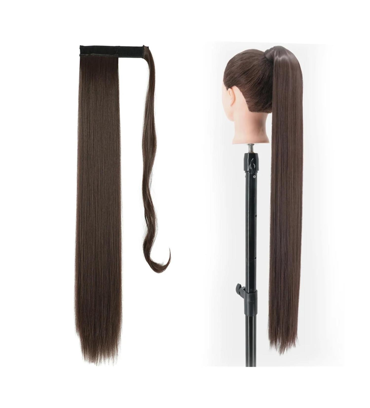 Ponytail Extensions Synthetic Ponytail Hair Extension 22/34 Inch Wrap Around Ponytail Extension Long Straight Clip In Natural Ponytail Hairpiece for Women(Color:4 Size:22Inch-55CM) 22Inch-55CM 4