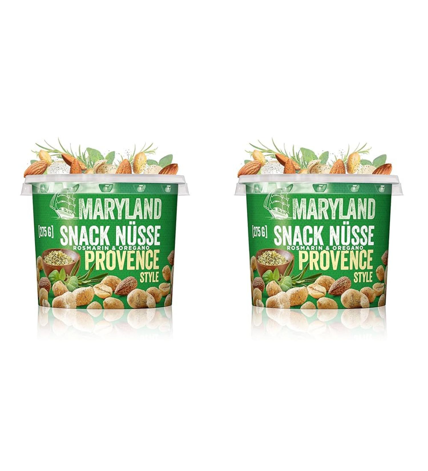 Maryland Snack Nuts Provence 275G cup - Mediterranean -seasoned nut mix with roasted peanuts cashew nuts and almonds - Wort made of rosemary & oregano (1 x 275g) (pack with 2) Provence 275 g (2 pack)