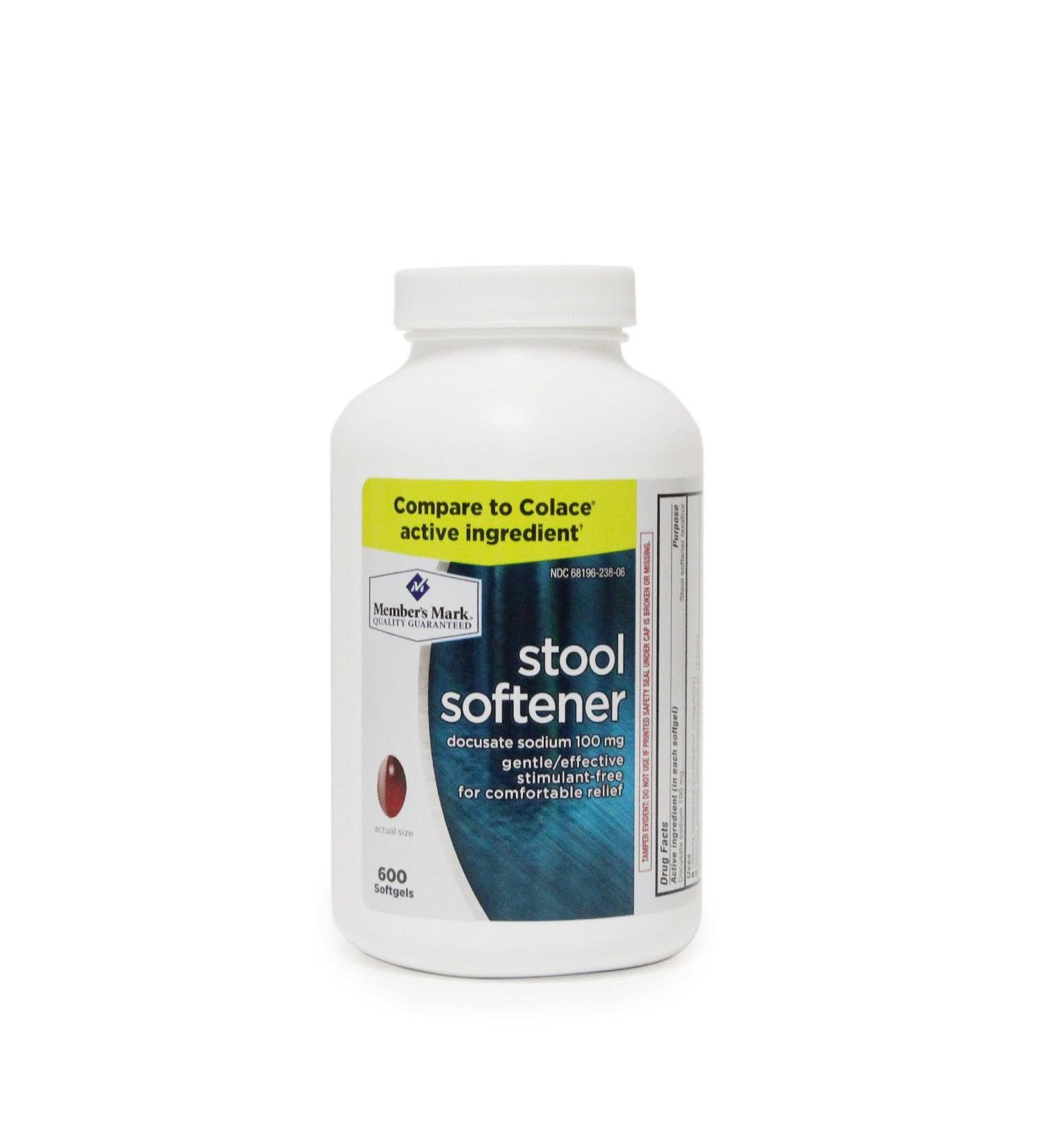 Members Mark Stool Softener Docusate Sodium 100mg (600 ct.) (Bottle version may vary)