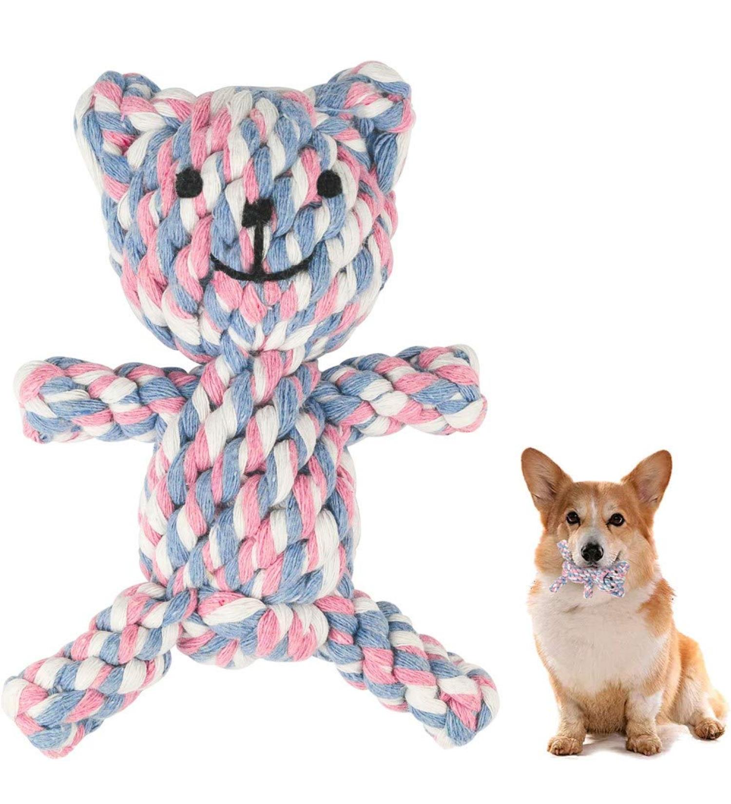 MEKEET Puppy Boredom Rope Toy - Natural Teeth Cleaning Chew Rope for Small Dogs - Bear Design - Buy Online on GoSupps.com