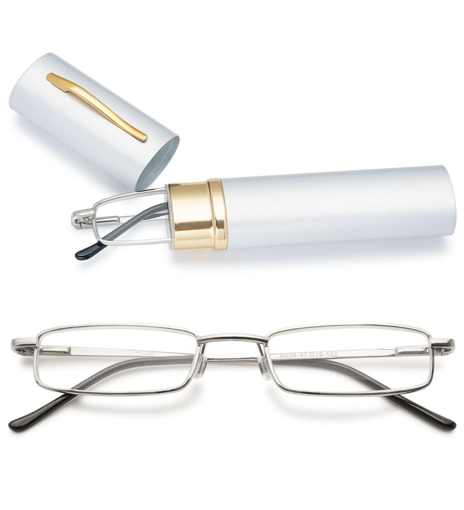 Magimodac Anti Blue Light Reading Glasses for Men & Women - Narrow Metal Reading Aid with 1.0 Diopters - Blue Light Filter - Buy Online on GoSupps.com