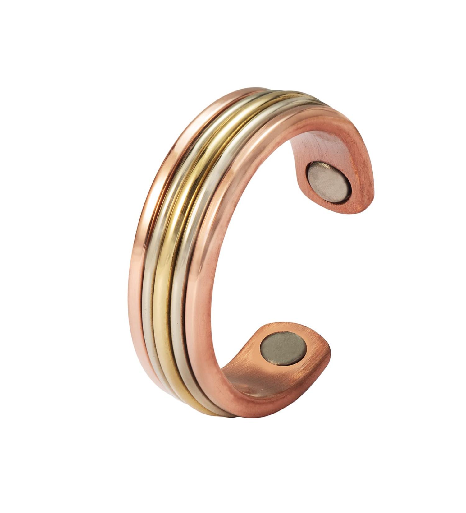 EnerMagiX Tri Tone Magnetic Copper Rings for Women | 4 Magnet Jewelry | Women's Day Gift - Buy Online on GoSupps.com