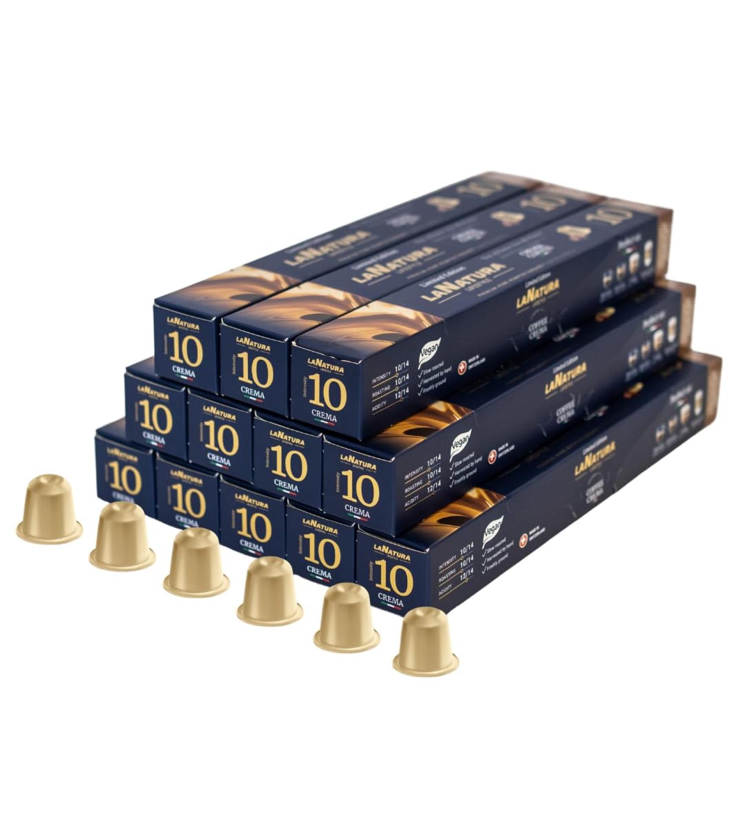 La Natura Lifestyle Caf Cr me | 120 coffee capsules compatible with Nespresso capsule machines | 100% industrially compostable environmentally friendly - Buy Online on GoSupps.com