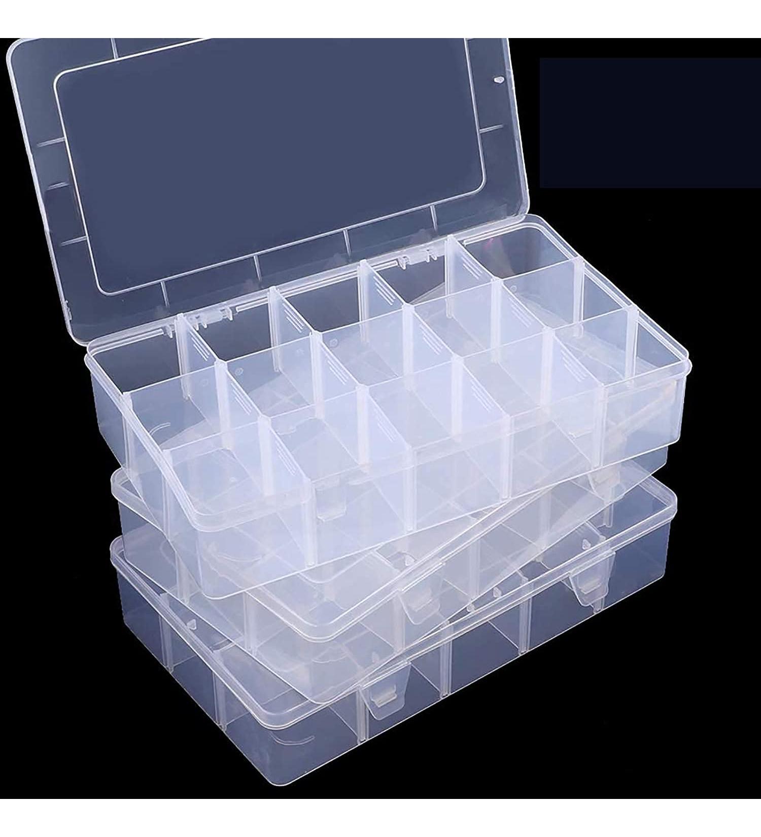 SGHUO 3 Pack Large Plastic Storage Box Organizer with 15 Grids and Dividers for Tackle Box, Beads, Washi Tape, Ribbons - Crafts & Art Supply Organization (10.9x6.5x2.2inch) - Buy Online on GoSupps.com
