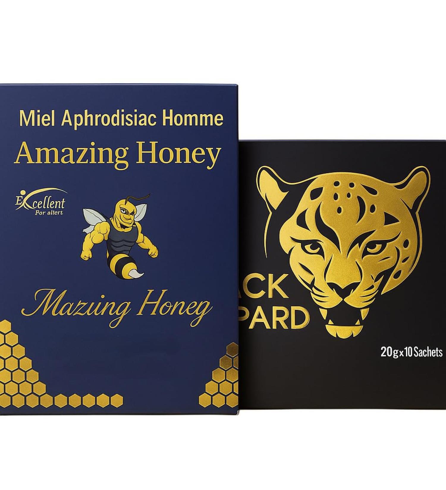 Coffret de Miel Premium Aphrodisiac en Sachets Individuels Assortiment Alimentaire 2 Formats Inclus (10 20 g et 12 15 g) Miel Naturel