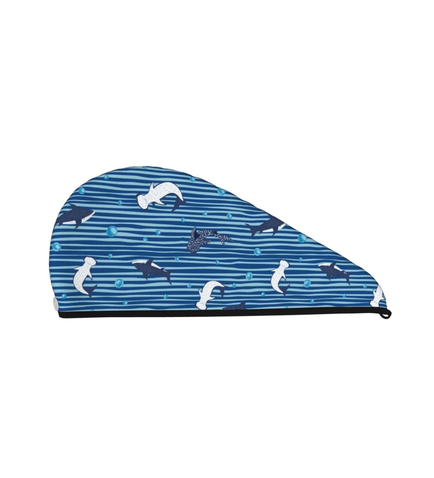 Super Absorbent Sharks Microfiber Hair Towel Wrap - Soft Quick Dry Cap for Long Curly & Thick Hair | Coral Velvet Design - Buy Online on GoSupps.com