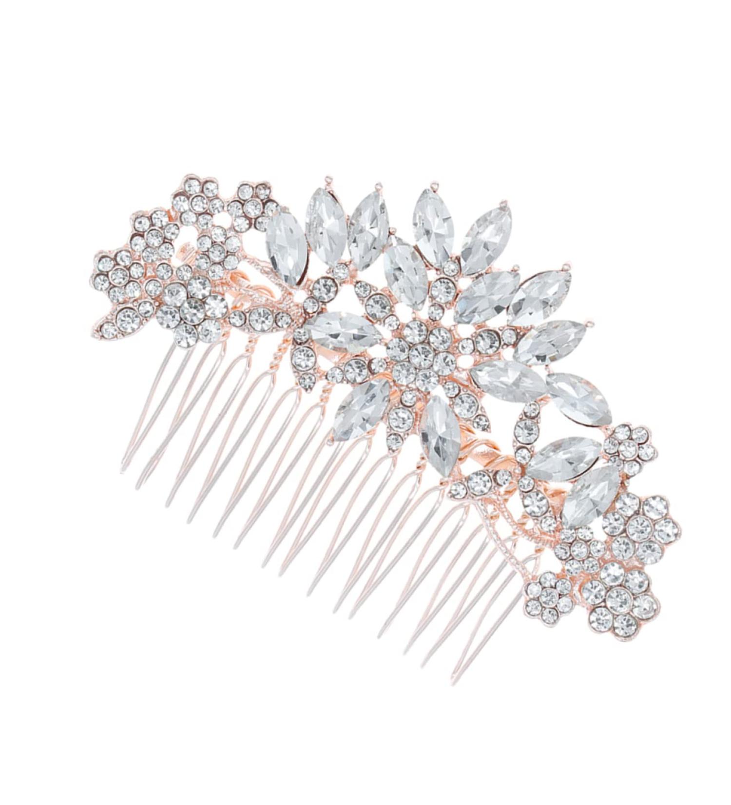 FRCOLOR 1pc Wedding Combs pearl comb barrette hair accessories for women wedding Crystal hair comb Wedding Hair Accessories bridal hair combs wedding headpiece bride rhinestones rose gold - Buy Online on GoSupps.com