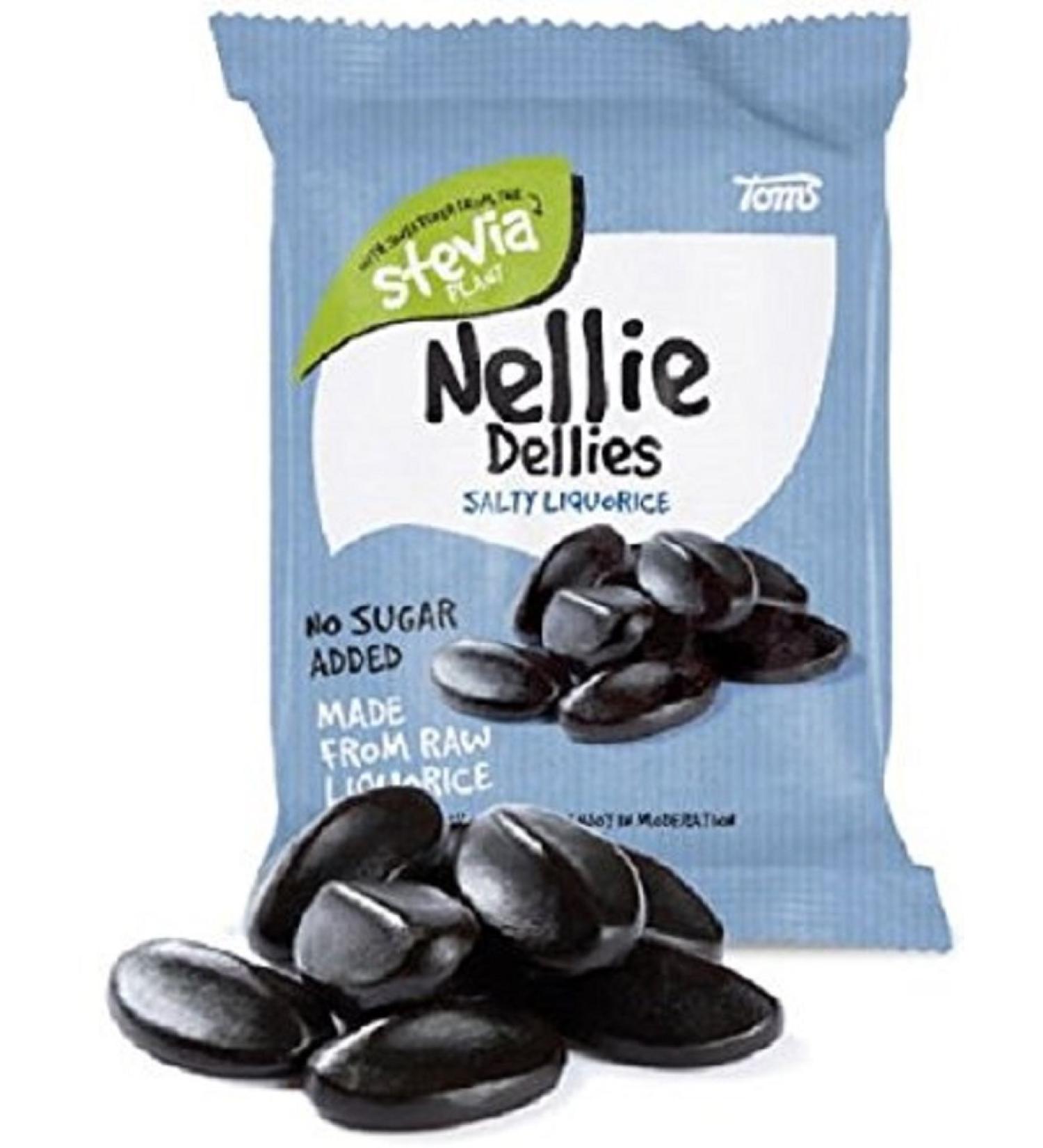 2 Bags X 90g of Toms Nellie Dellies Salty Liquorice - Sugar Free - Candy with Stevia (Denmark)