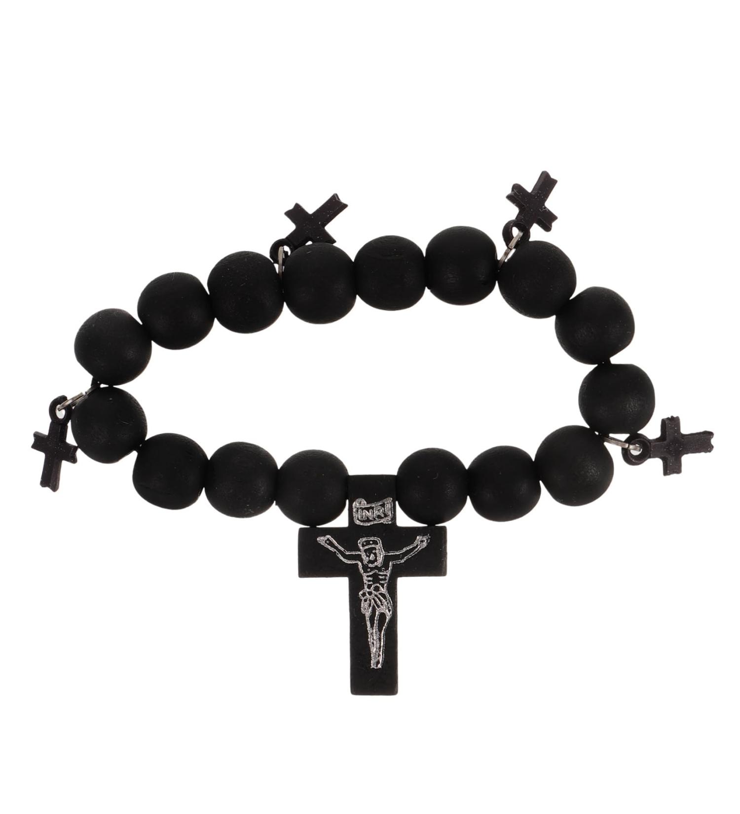 Didiseaon Cross Jewelry Gift Cross Bracelets Beaded Bracelets for Men Cross Braclet Charm Bracelet Baptism Gifts 10x10cm Black - Buy Online on GoSupps.com