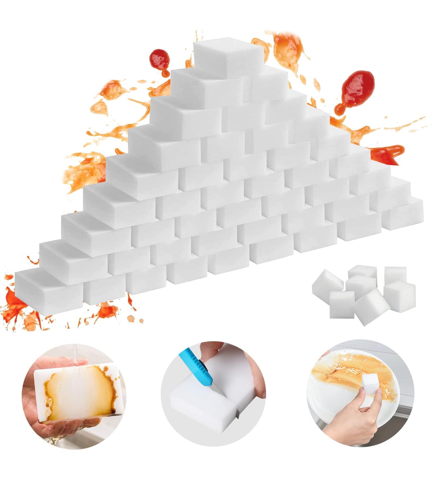 Dirt Radier Sponge - 100 Pack Magic Eraser Melamine Cleaning Sponge for Household Kitchen Wall Bathroom & Shoe | Miracle White Cleaning Power - Buy Online on GoSupps.com